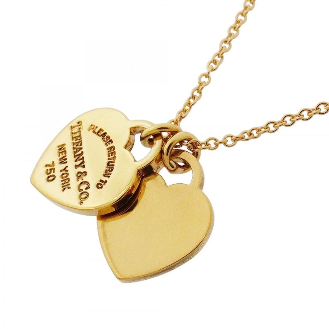 Tiffany & Co. Double Return to Heart Necklace, 18K Yellow Gold, Women's: --- Catalog ---Category: SizePendant Size: 13.7mm x 12.4mm / 0.53'' x 0.48''Neck Circumference: 40.5 cm / 15.94''Category: DesignGender: WomenMaterial: Yellow gold (18K)Necklace Type: NecklaceCategory