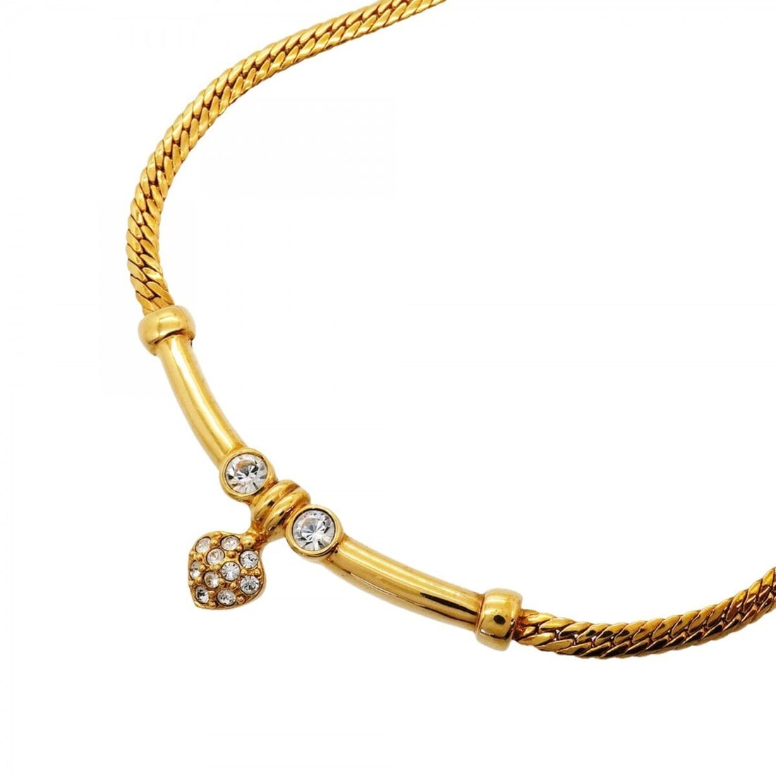 Christian Dior Necklace, GP Plated, Rhinestone, Gold, Women's: --- Catalog ---Category: SizePendant Size: 18.4mm x 43.2mm / 0.72'' x 1.7''Neck Circumference: 37.5 cm - 43 cm / 14.76'' - 16.92''Category: DesignColor: GoldGender: WomenMaterial: Gold plating, Rhines