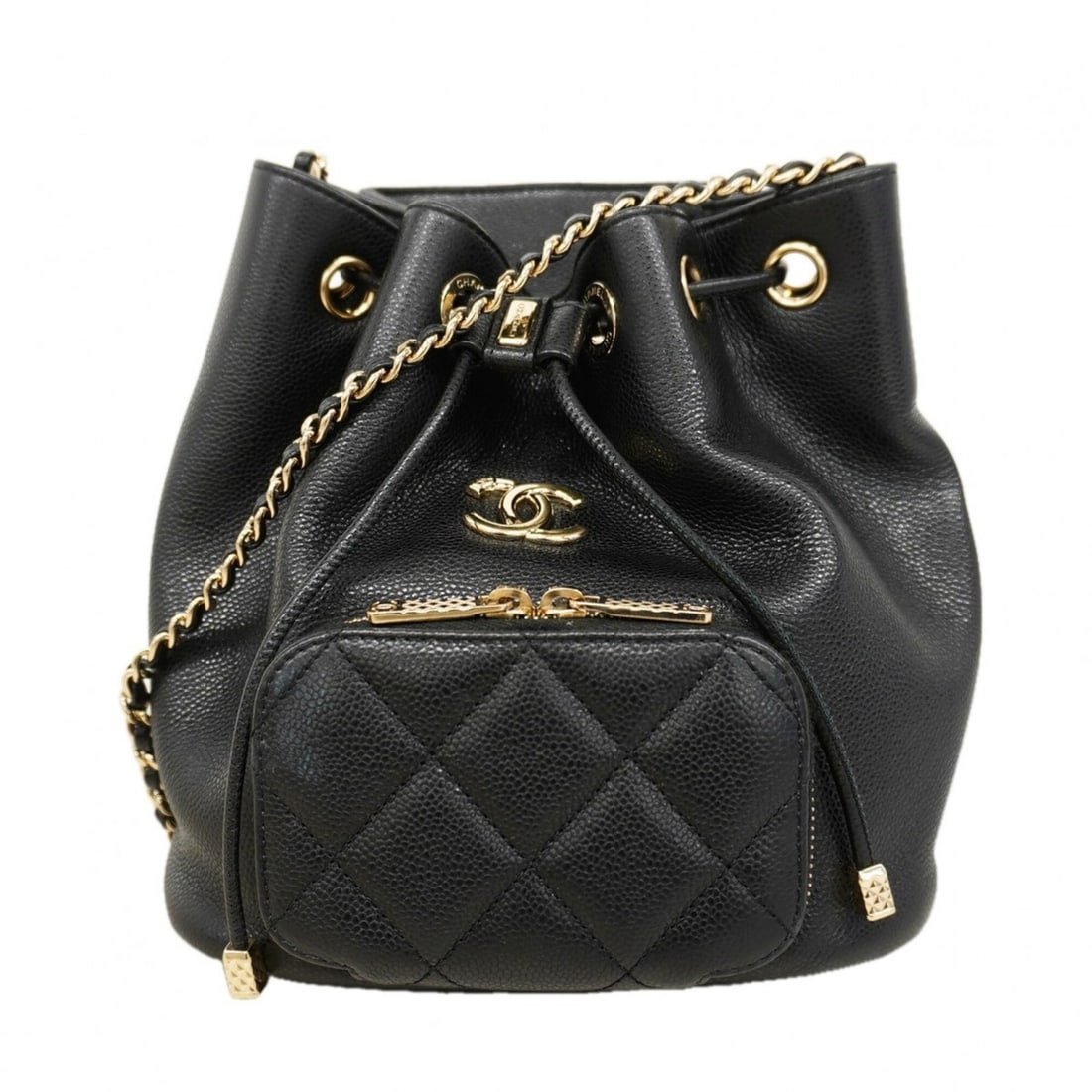 Chanel Matelassé Chain Shoulder Bag, Caviar Leather, Black/Champagne, Women's: --- Catalog ---Category: SizeSize (HxWxD): 19cm x 18.5cm x 9cm / 7.48'' x 7.28'' x 3.54''Category: DesignType: Shoulder bagColor: BlackGender: WomenMaterial: Grained Calfskin Category: GeneralBrand: C