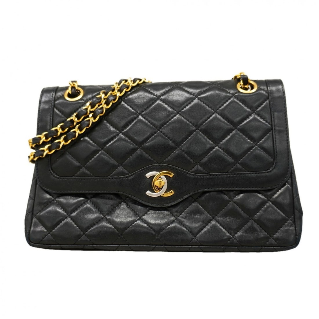 Chanel Matelassé Shoulder Bag, Paris Limited Edition, Double Flap, Chain, Lambskin, Black Gold,: --- Catalog ---Category: SizeSize (HxWxD): 18cm x 26cm x 6.5cm / 7.08'' x 10.23'' x 2.55''Category: DesignType: Shoulder bagColor: BlackGender: WomenMaterial: Leather Hardware Color: Gold, SilverLeath