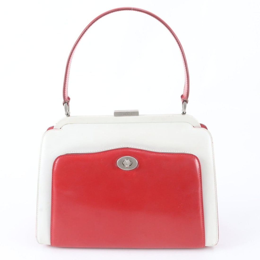 Excellent condition vintage Gucci two-tone leather shoulder bag/handbag for women.: --- Catalog ---Category: SizeSize (HxWxD): 22cm x 30cm x 11cm / 8.66'' x 11.81'' x 4.33''Category: DesignType: Handbag, Shoulder bagColor: Red color, WhiteGender: WomenMaterial: Leather Category: Gene