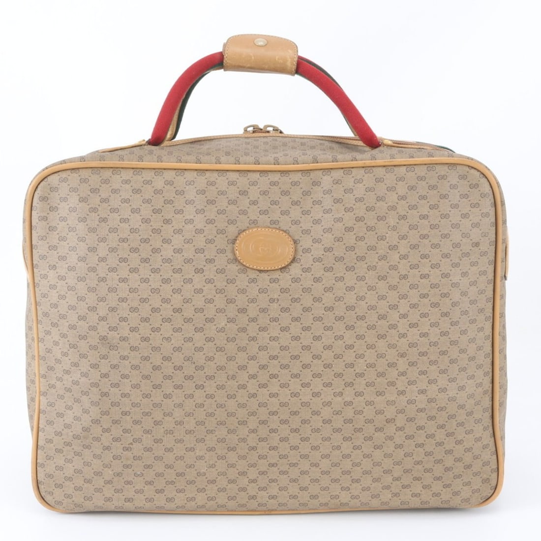 Excellent condition Gucci Micro GG Sherry Line Leather Boston Handbag Tote Bag Carry-on for Men: --- Catalog ---Category: SizeSize (HxWxD): 33cm x 44cm x 16cm / 12.99'' x 17.32'' x 6.29''Category: DesignType: Boston bag, Tote bagColor: BeigeGender: MenMaterial: Leather , Coated canvas Category: G