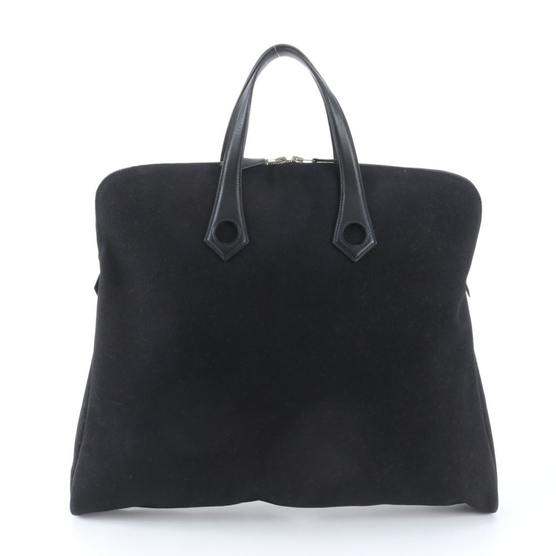 Excellent condition Hermes Sac Ybou MM leather and canvas tote bag/handbag/shoulder bag (?I stamp): --- Catalog ---Category: SizeSize (HxWxD): 40cm x 49cm x 7cm / 15.74'' x 19.29'' x 2.75''Category: DesignType: Shoulder bag, Tote bagColor: BlackGender: Men,WomenMaterial: Leather , Canvas Category: G