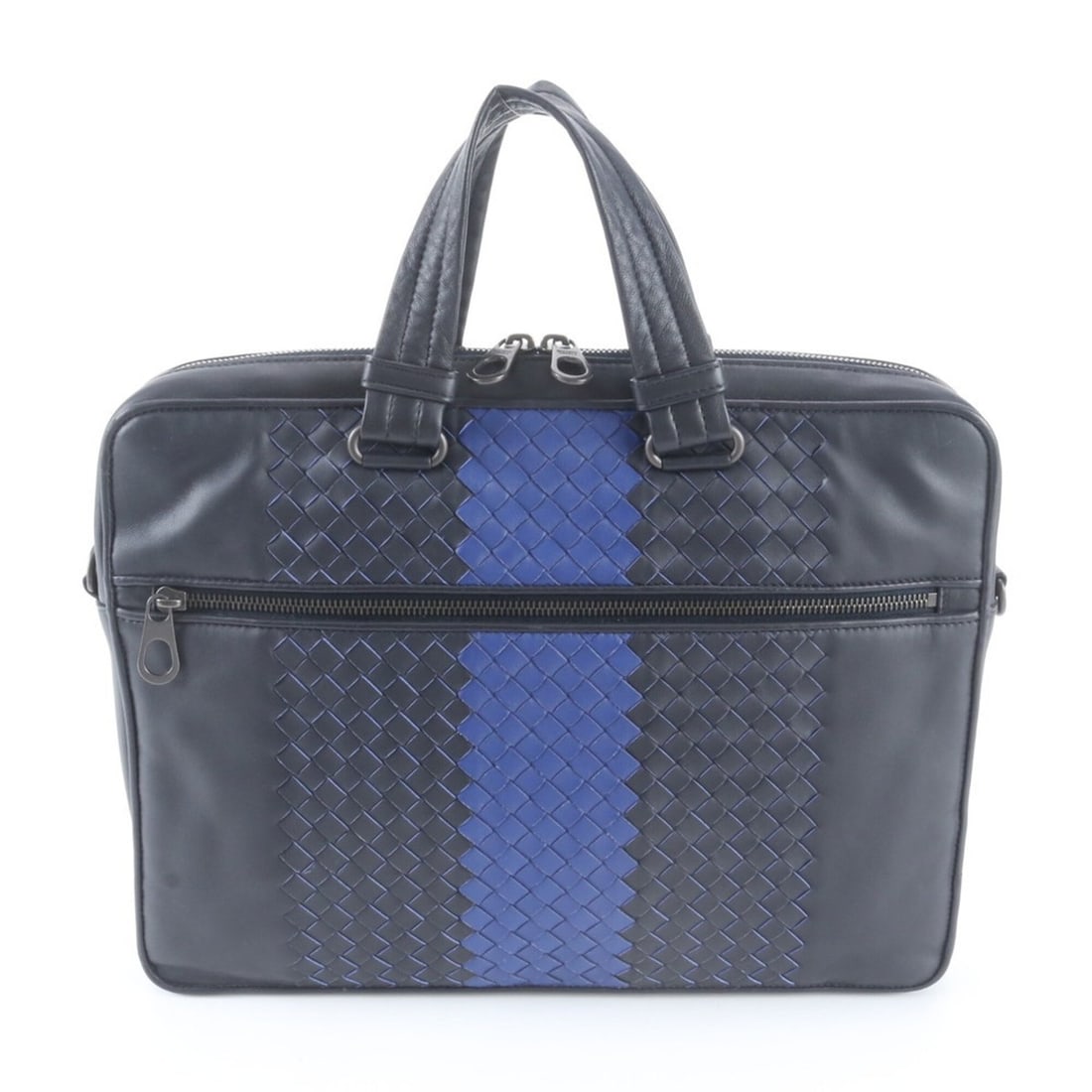 Mint condition Bottega Veneta Intrecciato leather handbag/briefcase, black, men's.: --- Catalog ---Category: SizeSize (HxWxD): 27cm x 36cm x 5cm / 10.62'' x 14.17'' x 1.96''Category: DesignType: BriefcaseColor: Blue, NavyGender: MenMaterial: Leather Category: GeneralBrand: Bottega Ve