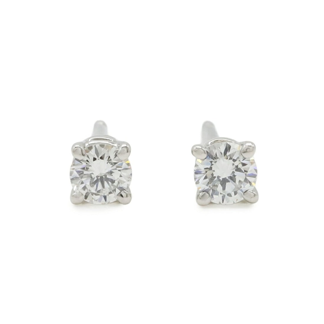 TIFFANY&Co. Tiffany Solitaire Diamond Stud Earrings, Pt950 Platinum, (1 of 9)