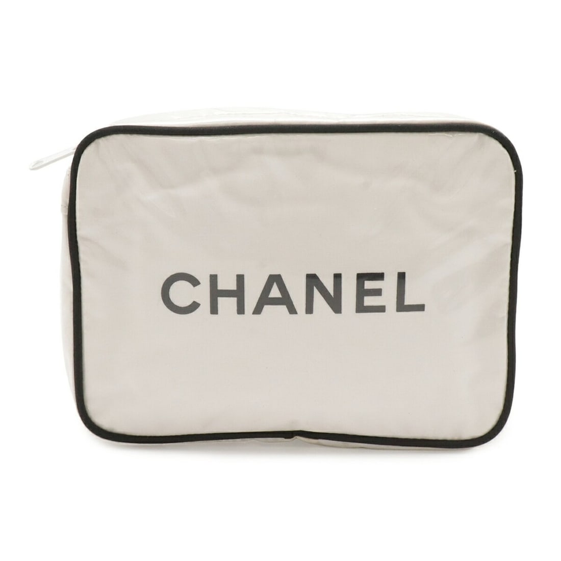CHANEL Travel Pouch Handbag Vinyl White Black: --- Catalog ---Category: SizeSize (HxWxD): 16cm x 22.5cm x 5.5cm / 6.29'' x 8.85'' x 2.16''Category: DesignType: PouchColor: Black, WhiteGender: WomenMaterial: Vinyl Category: GeneralBrand: Chanel--- 