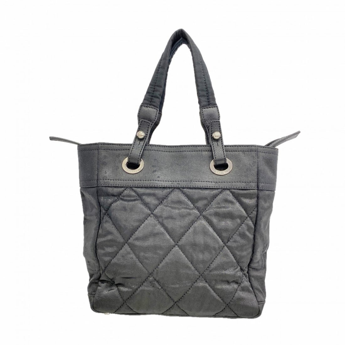 Chanel Paris Biarritz Tote Bag, Nylon Canvas, Black, Women's: --- Catalog ---Category: SizeSize (HxWxD): 27cm x 25cm x 10.5cm / 10.62'' x 9.84'' x 4.13''Category: DesignType: Tote bagColor: BlackGender: WomenMaterial: Nylon canvas Hardware Color: SilverCategory: