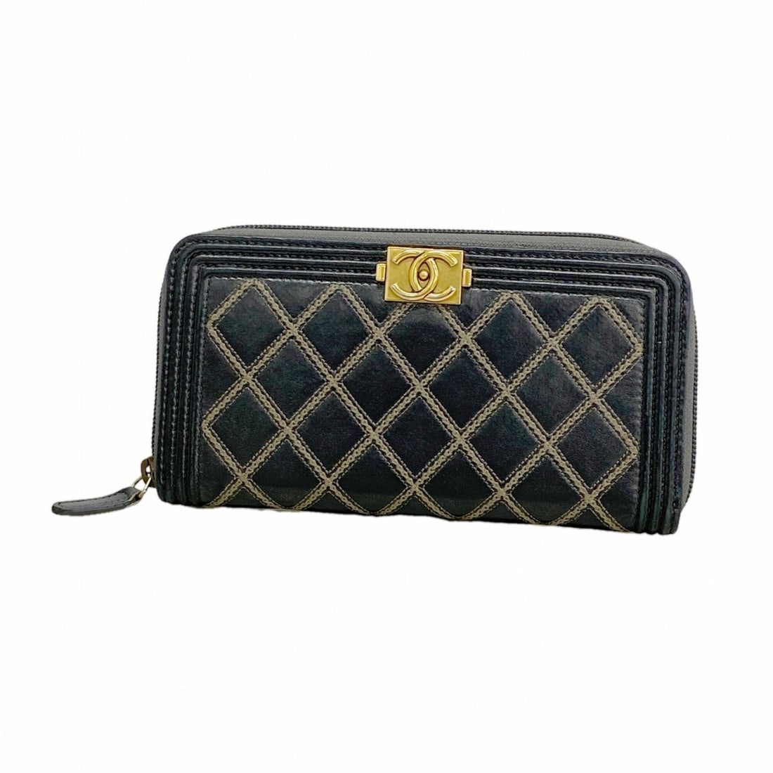 Chanel Boy Long Wallet, Leather, Black, Men's & Women's (1 of 13)