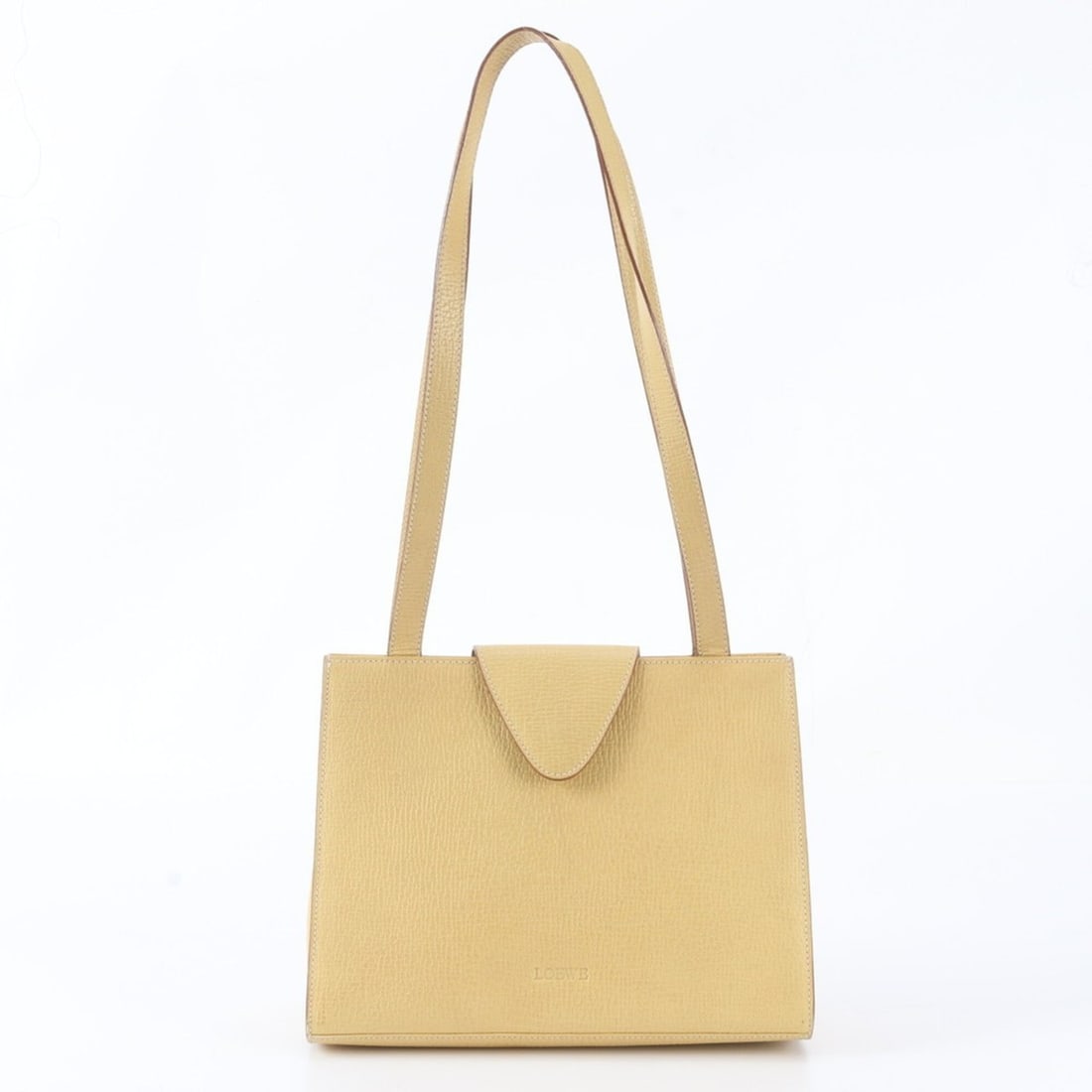 Excellent condition vintage Loewe leather shoulder bag, tote handbag, brand name, women's.: --- Catalog ---Category: SizeSize (HxWxD): 22cm x 29cm x 12cm / 8.66'' x 11.41'' x 4.72''Strap Length: 80cm / 31.49''Category: DesignType: Handbag, Shoulder bag, Tote bagColor: YellowGender: WomenSeas