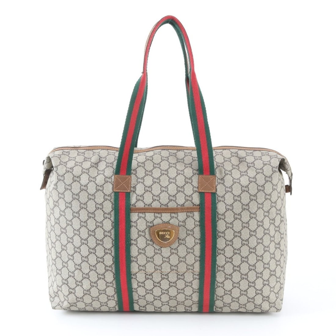 Excellent condition Gucci Sherry Line GG Plus leather tote bag, handbag, shoulder Boston bag for: --- Catalog ---Category: SizeSize (HxWxD): 30cm x 42cm x 15cm / 11.81'' x 16.53'' x 5.9''Strap Length: 62cm / 24.4''Category: DesignType: Handbag, Tote bagColor: Grayish, Multi-colorGender: MenMateria