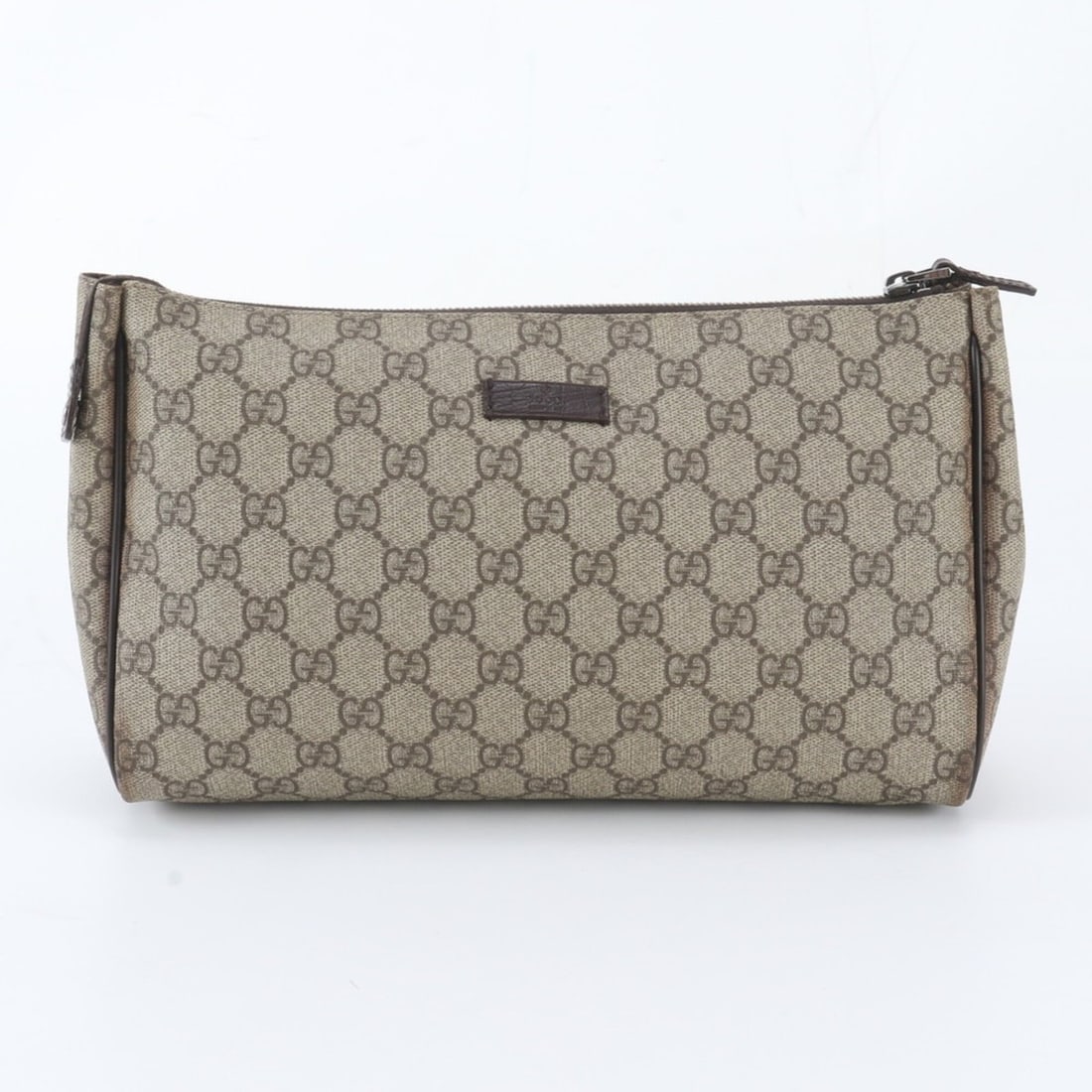 Gucci GG Supreme 130653 Leather Second Bag Clutch Handbag Pouch for Men: --- Catalog ---Category: SizeSize (HxWxD): 16cm x 28cm x 8cm / 6.29'' x 11.02'' x 3.14''Category: DesignType: Handbag, PouchColor: Dark brown, GrayishGender: MenMaterial: Leather , Coated canvas Categ