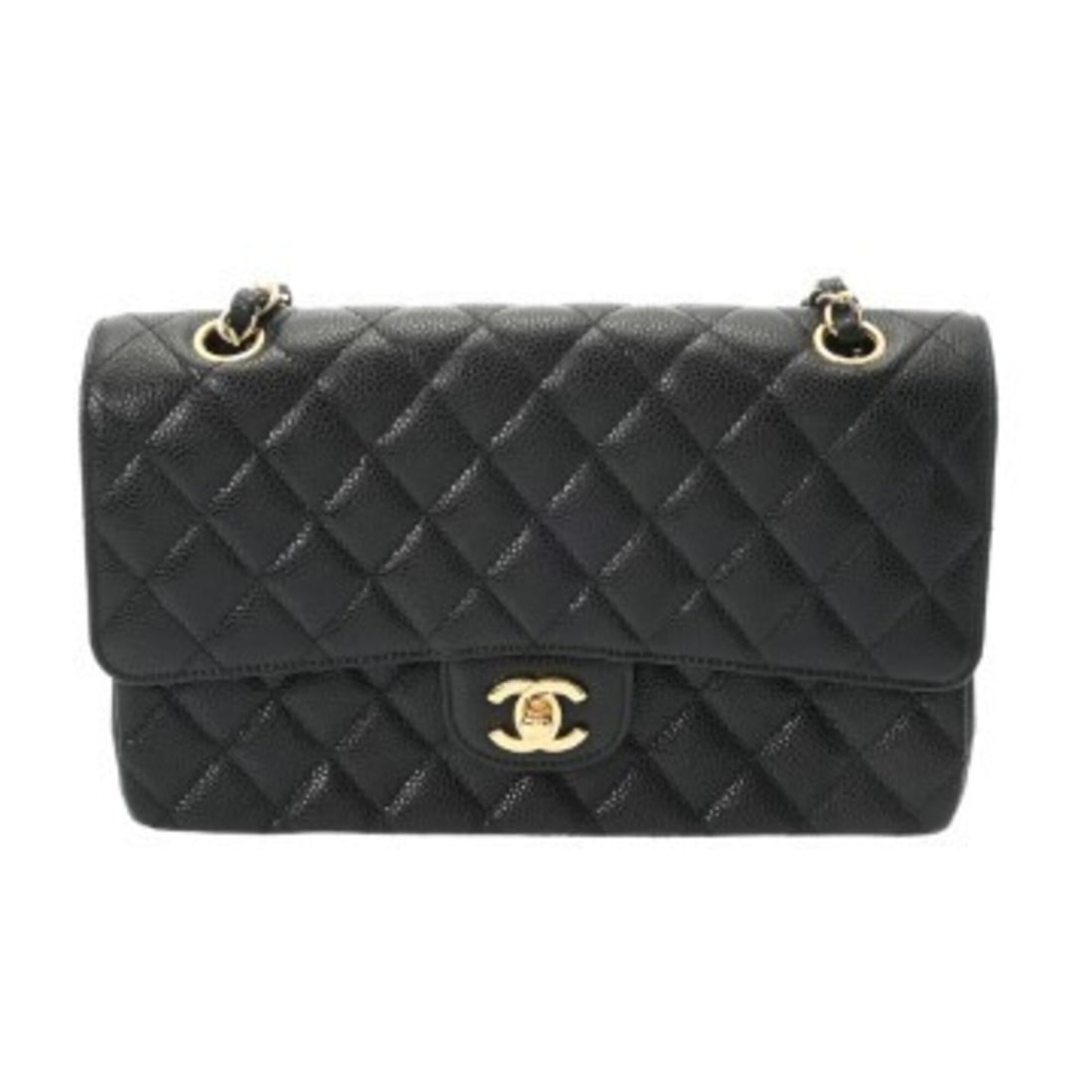 CHANEL Matelassé Double Flap Chain Shoulder Bag, 25cm, Black, A01112, Women's, Caviar Leather, A: --- Catalog ---Category: SizeSize (HxWxD): 16cm x 25cm x 7cm / 6.29'' x 9.84'' x 2.75''Category: DesignType: Shoulder bagColor: BlackGender: WomenMaterial: Grained Calfskin Category: GeneralMPN: A0111