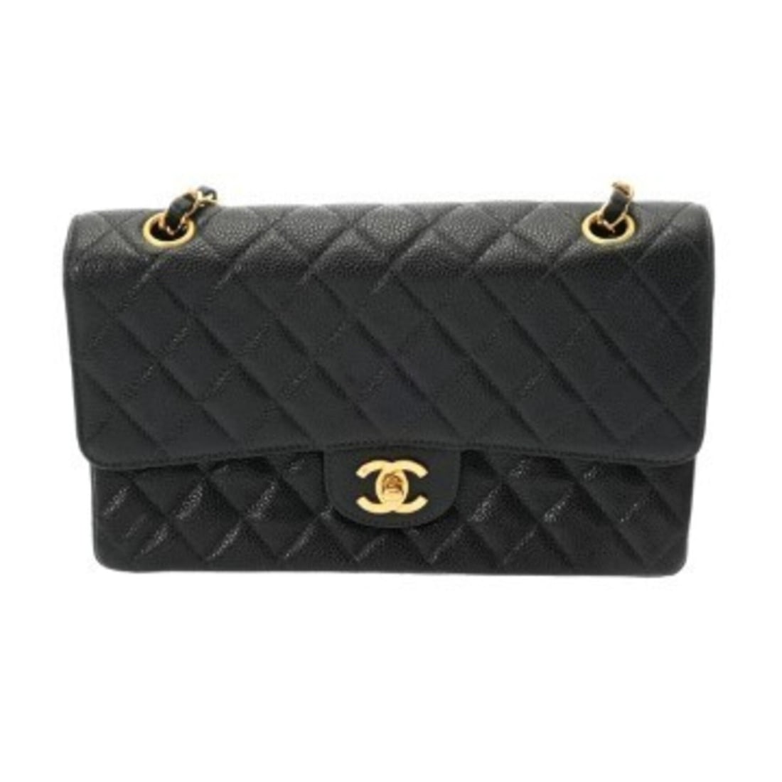 CHANEL Matelassé Double Flap Chain Shoulder Bag, 25cm, Black, A01112, Women's, Caviar Skin, AB: --- Catalog ---Category: SizeSize (HxWxD): 16cm x 25cm x 7cm / 6.29'' x 9.84'' x 2.75''Category: DesignType: Shoulder bagColor: BlackGender: WomenMaterial: Grained Calfskin Hardware Color: GoldCategor
