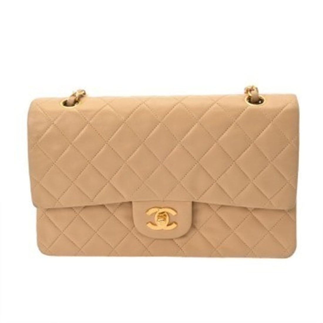 CHANEL Matelassé Double Flap Chain Shoulder Bag, 25cm, Beige, A01112, Women's Lambskin B Rank,: --- Catalog ---Category: SizeSize (HxWxD): 16cm x 25cm x 7cm / 6.29'' x 9.84'' x 2.75''Category: DesignType: Shoulder bagColor: BeigeGender: WomenMaterial: Leather Leather/Fur Type: LambskinCategory: 