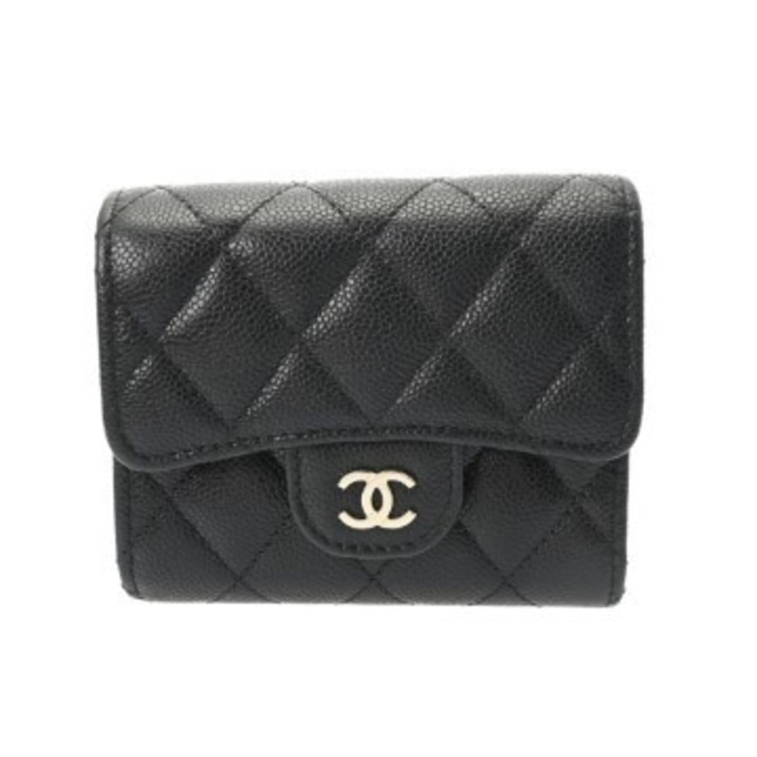 CHANEL Classic Small Flap Wallet, Black AP0229, Women's, Caviar Leather, Tri-fold A Rank, Used,: --- Catalog ---Category: SizeSize (HxWxD): 9cm x 10.5cm / 3.54'' x 4.13''Category: DesignType: Wallet (tri-fold)Color: BlackGender: WomenMaterial: Grained Calfskin Category: GeneralMPN: AP0229Brand: C
