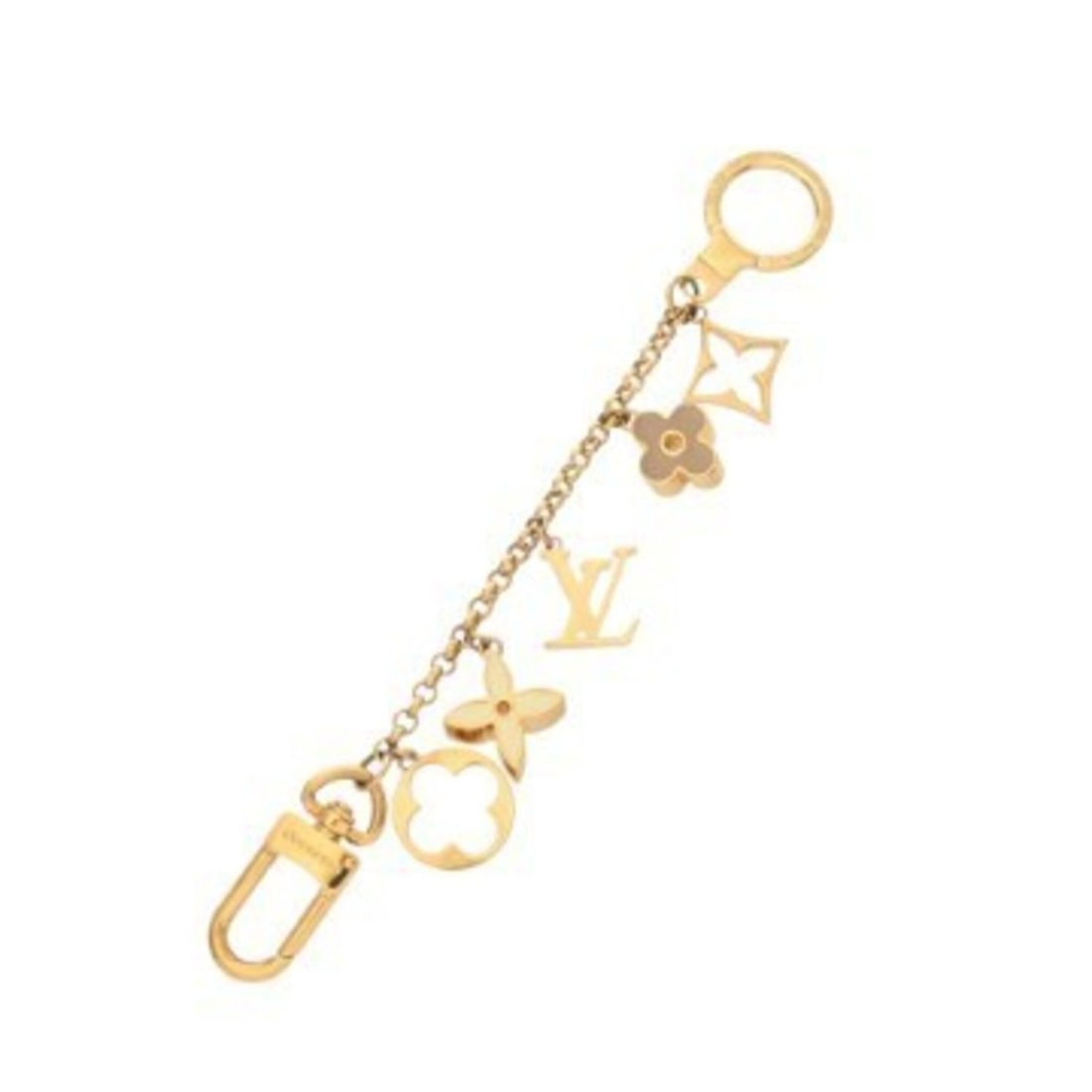LOUIS VUITTON Fleur de Monogram Bag Charm Chain Gold M65111 Men's Women's GP Keychain AB Rank Used: --- Catalog ---Category: DesignType: KeyringColor: GoldGender: Men,WomenMaterial: Gold platingCategory: GeneralMPN: M65111Brand: Louis VuittonCountry of Origin: Italy--- Item List ---Section: Conditio
