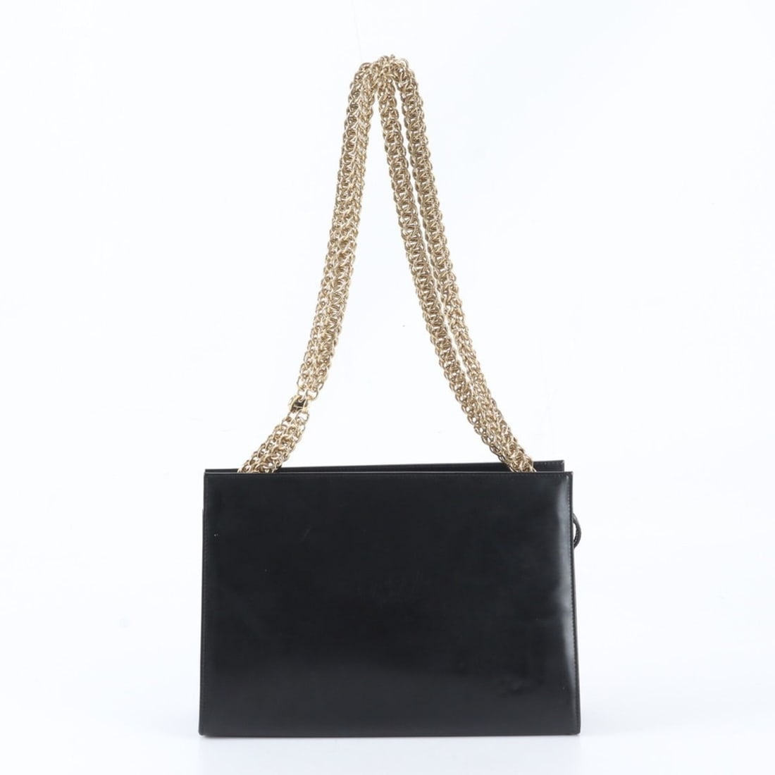 Excellent condition Salvatore Ferragamo chain leather shoulder bag, black with gold accents, for: --- Catalog ---Category: SizeSize (HxWxD): 19cm x 28cm x 9cm / 7.48'' x 11.02'' x 3.54''Strap Length: 63cm / 24.8''Category: DesignType: Shoulder bagColor: BlackGender: WomenMaterial: Leather Category