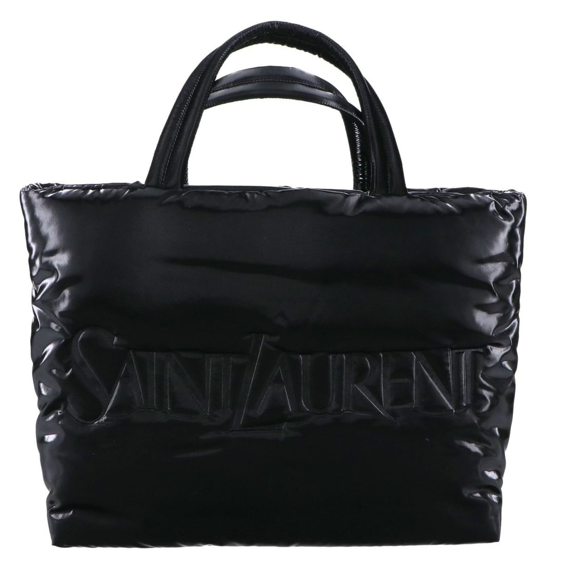 Yves Saint Laurent SAINT LAURENT PARIS 756269 Silk Tech Canvas Embossed Logo Wide Puffer Tote Bag: --- Catalog ---Category: SizeSize (HxWxD): 34cm x 43cm x 18cm / 13.38'' x 16.92'' x 7.08''Category: DesignType: Tote bagColor: BlackGender: WomenMaterial: Nylon Category: GeneralBrand: Saint Laurent--