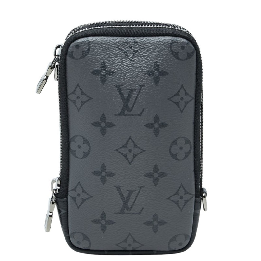 Louis Vuitton Monogram Eclipse Double Phone Pouch Handbag M69534 Black Gray Leather Men's LOUIS: --- Catalog ---Category: SizeSize (HxWxD): 18.5cm x 12cm x 3.5cm / 7.28'' x 4.72'' x 1.37''Category: DesignType: PouchColor: Black, GrayGender: MenMaterial: PVC , Leather Category: GeneralBrand: Louis