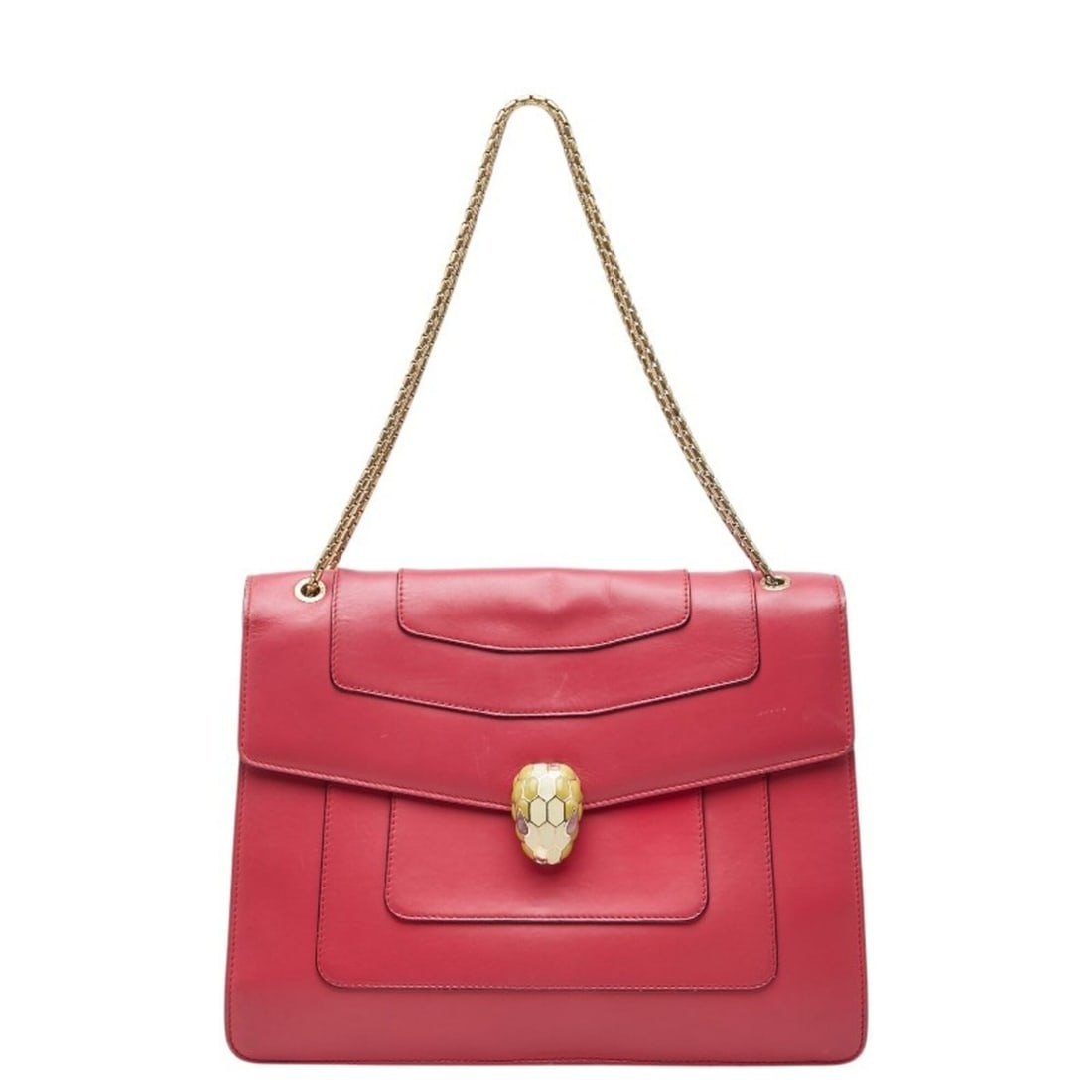 Bulgari Serpenti Forever Handbag, Pink Leather, Women's, BVLGARI: --- Catalog ---Category: SizeSize (HxWxD): 22.5cm x 30cm x 7cm / 8.85'' x 11.81'' x 2.75''Category: DesignType: HandbagColor: PinkGender: WomenMaterial: Leather Category: GeneralBrand: Bvlgari--- Item