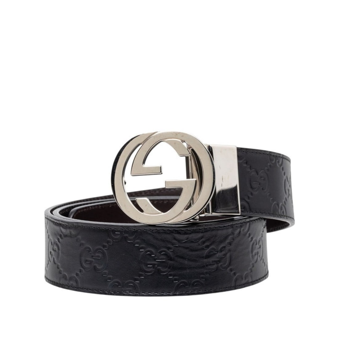 Gucci Guccissima Interlocking G Belt, Size: 90 (36), 473030, Black Leather, Men's, GUCCI: --- Catalog ---Category: SizeLength: 86cm - 96cm / 33.85'' - 37.79''Category: DesignType: Standard beltColor: BlackGender: MenMaterial (Strap): Leather Category: GeneralBrand: Gucci--- Item List ---Se