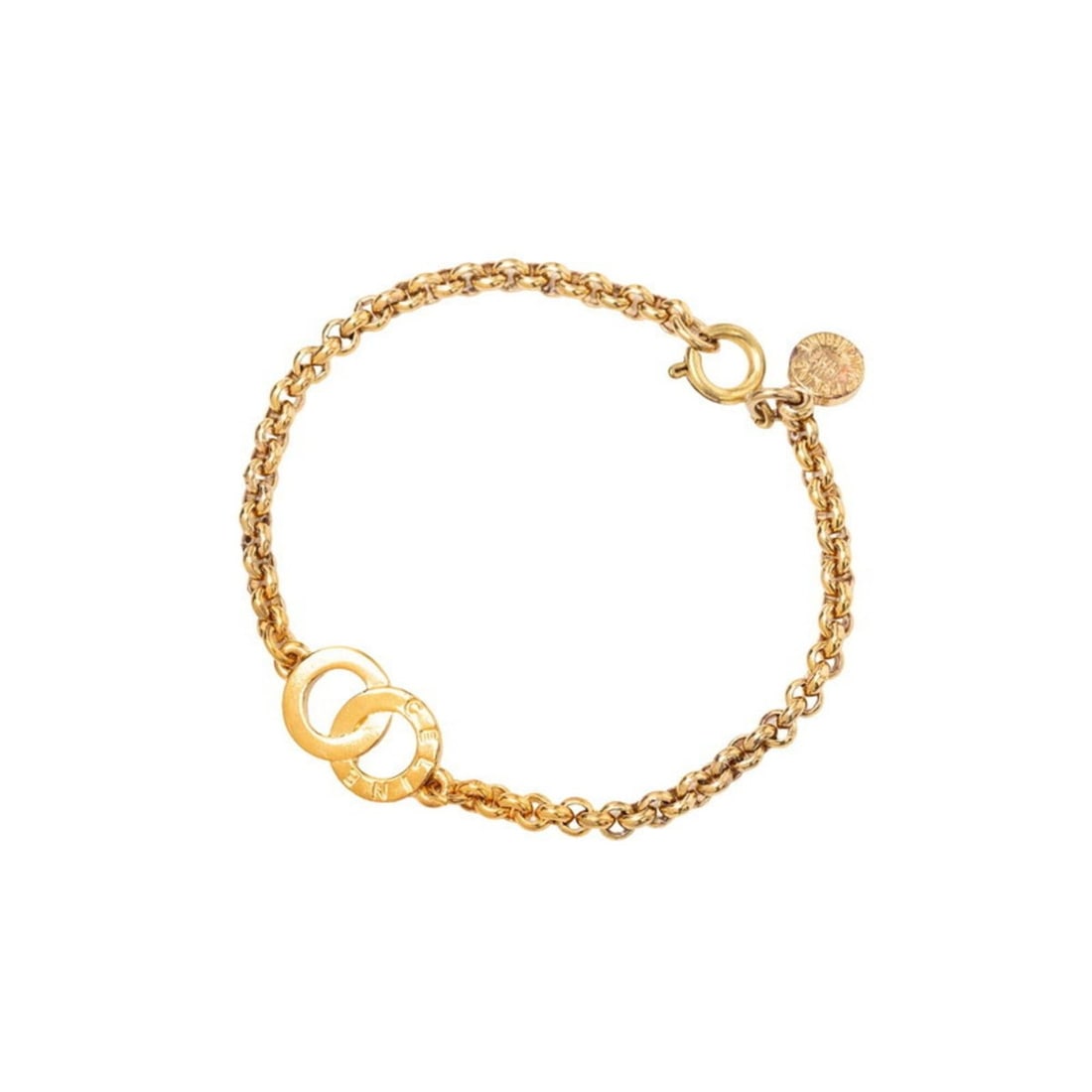 Celine Double Circle Bracelet, Gold Plated, Women's: --- Catalog ---Category: SizeLength: 18cm / 7.08''Category: DesignType: Charm braceletColor: GoldGender: WomenMaterial: Gold platingCategory: GeneralBrand: Celine--- Item List ---Section: ConditionRan