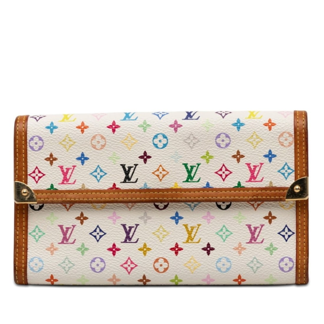 Louis Vuitton Monogram Multicolor Portefeuille Tresor International Tri-fold Wallet M92659 Blanc (1 of 9)