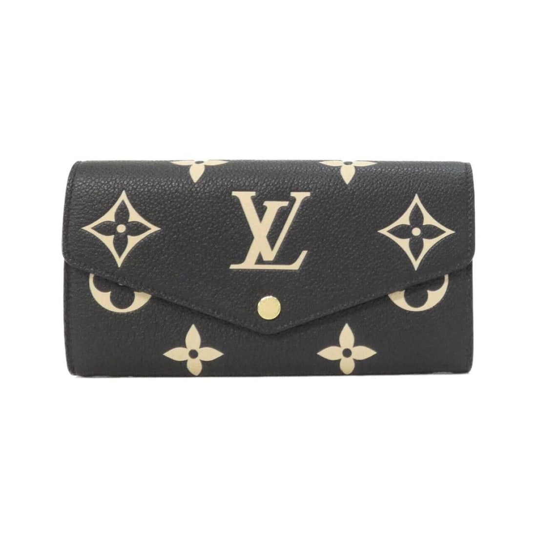 Louis Vuitton Bicolor Monogram Empreinte Portefeuille Sarah M80496 Wallet: --- Catalog ---Category: SizeSize (HxWxD): 10cm x 19cm x 2.5cm / 3.93'' x 7.48'' x 0.98''Category: DesignType: Long wallet (bi-fold)Color: Beige, BlackGender: Men,WomenMaterial: Leather Leather/Fur Ty