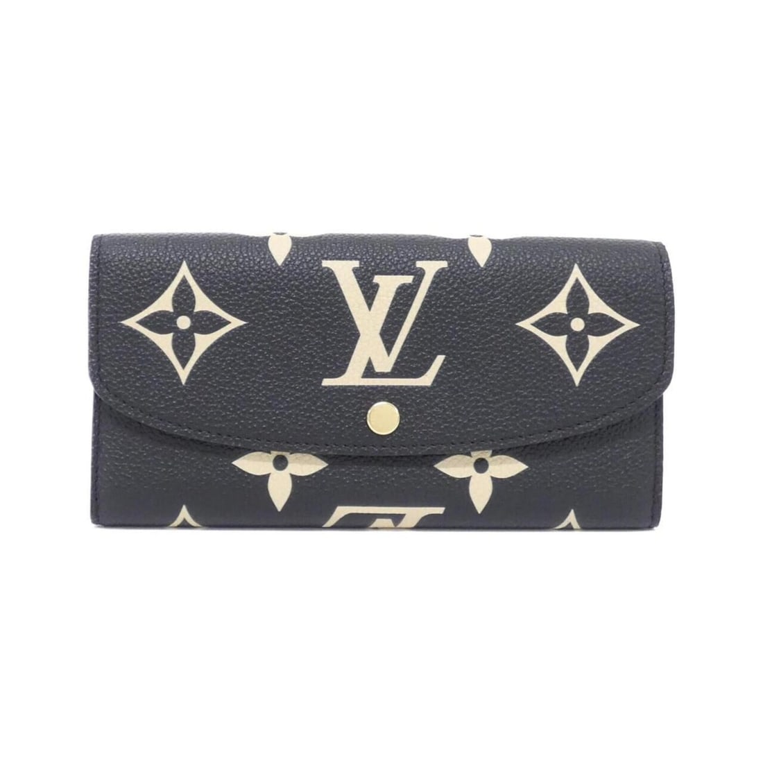Louis Vuitton Bicolor Monogram Empreinte Portefeuille Emilie M83138 Wallet: --- Catalog ---Category: SizeSize (HxWxD): 9cm x 19cm x 2cm / 3.54'' x 7.48'' x 0.78''Category: DesignType: Long wallet (bi-fold)Color: Beige, BlackGender: Men,WomenMaterial: Leather Leather/Fur Type: