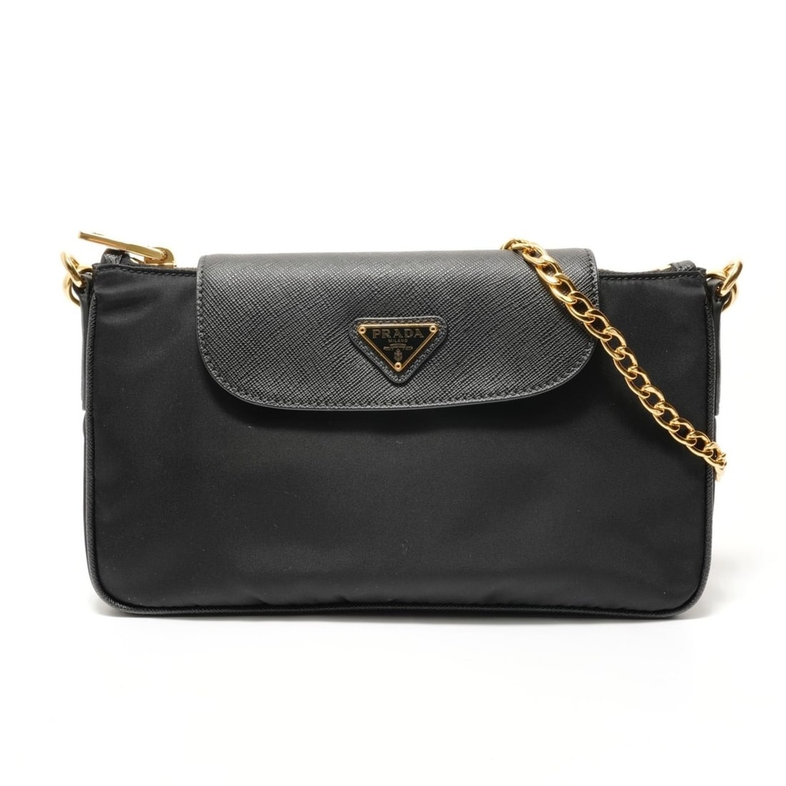 Prada Triangle Logo Nylon Saffiano Leather Shoulder Bag, Black: --- Catalog ---Category: SizeSize (HxWxD): 15cm x 24cm x 4.5cm / 5.9'' x 9.44'' x 1.77''Category: DesignType: Shoulder bagColor: BlackGender: WomenMaterial: Nylon Category: GeneralBrand: PradaCountry 