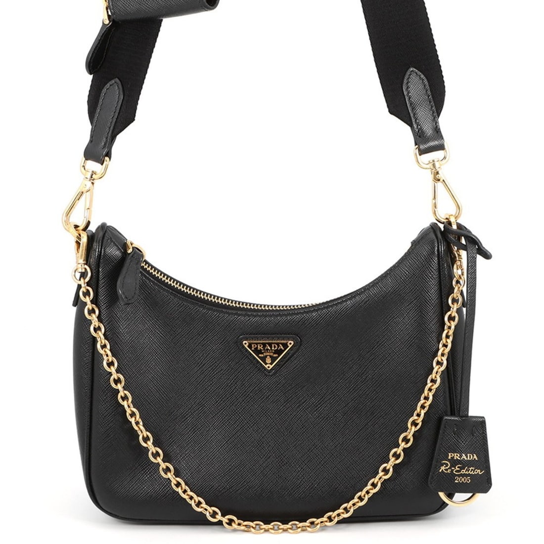 Prada Shoulder Bag Re-Edition 2005 Saffiano Leather 1BH204 PRADA 2-way bag Black Handbag: --- Catalog ---Category: SizeSize (HxWxD): 11cm x 22cm x 6cm / 4.33'' x 8.66'' x 2.36''Category: DesignType: Shoulder bagColor: BlackGender: WomenMaterial: Saffiano triangle , Leather Category: Genera