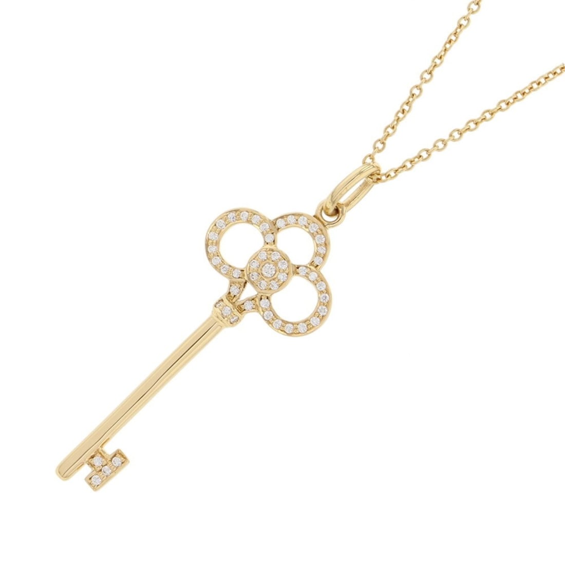Tiffany & Co. Crown Key Diamond Necklace in 18K Yellow Gold. Part of the Collection.: --- Catalog ---Category: SizePendant Size: 40.5mm x 13.9mm / 1.59'' x 0.54''Neck Circumference: 40.5 cm / 15.94''Category: DesignGender: WomenMaterial: Yellow gold (18K)Pendant Type: PendantNecklace T