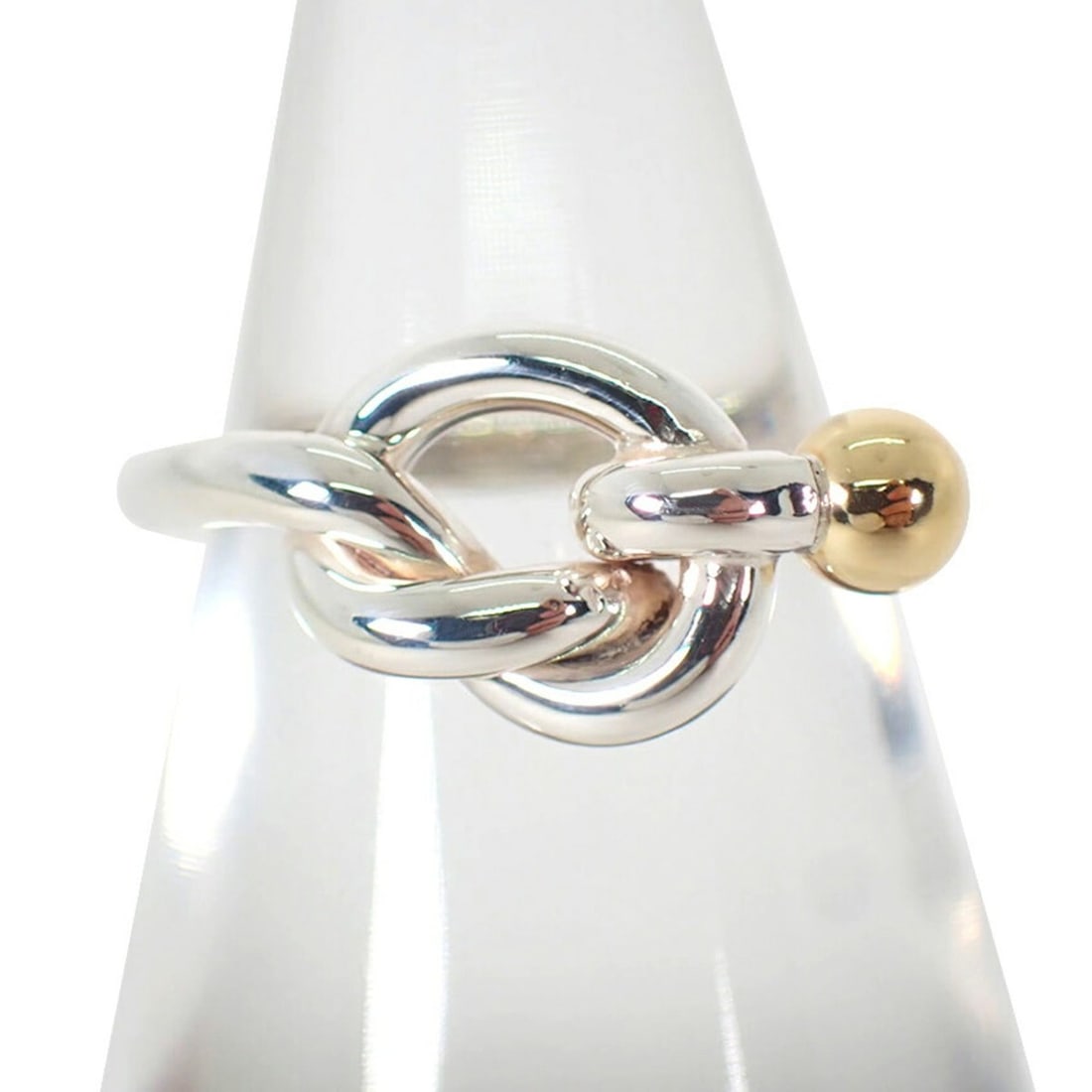 TIFFANY & Co. 925 750 Love Knot Ring, Size 8: --- Catalog ---Category: SizeUS Size: 4.5Brand Size: 48Category: DesignType: Band ringGender: WomenMaterial: Sterling silver 925, Yellow gold (18K)Category: GeneralBrand: Tiffany--- Item List ---Secti