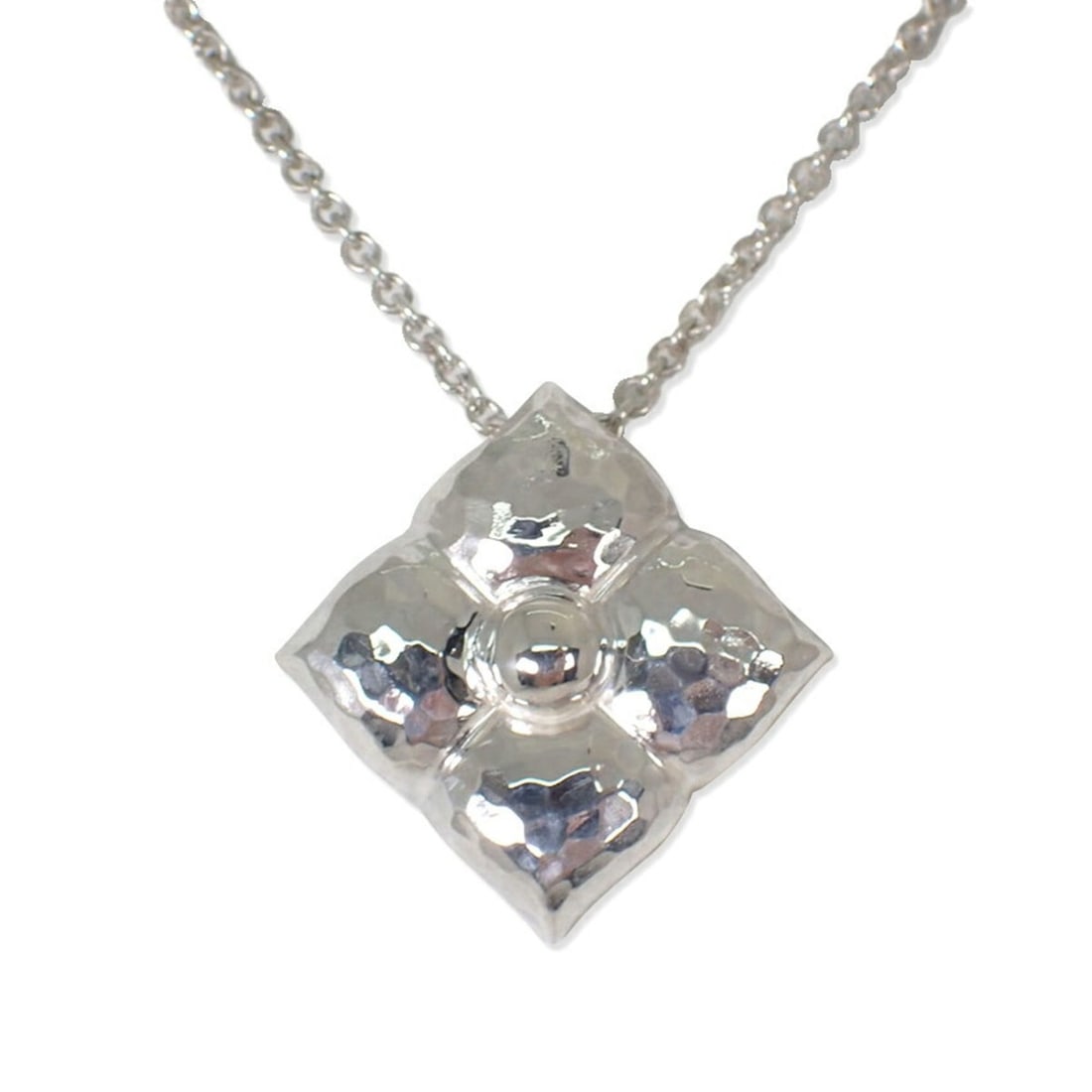 TIFFANY & Co. 925 Hammered Flower Pendant Necklace: --- Catalog ---Category: SizePendant Size: 21.1mm x 21.1mm / 0.83'' x 0.83''Neck Circumference: 41.5 cm / 16.33''Category: DesignGender: WomenMaterial: Sterling silver 925Necklace Type: Pendant neckla