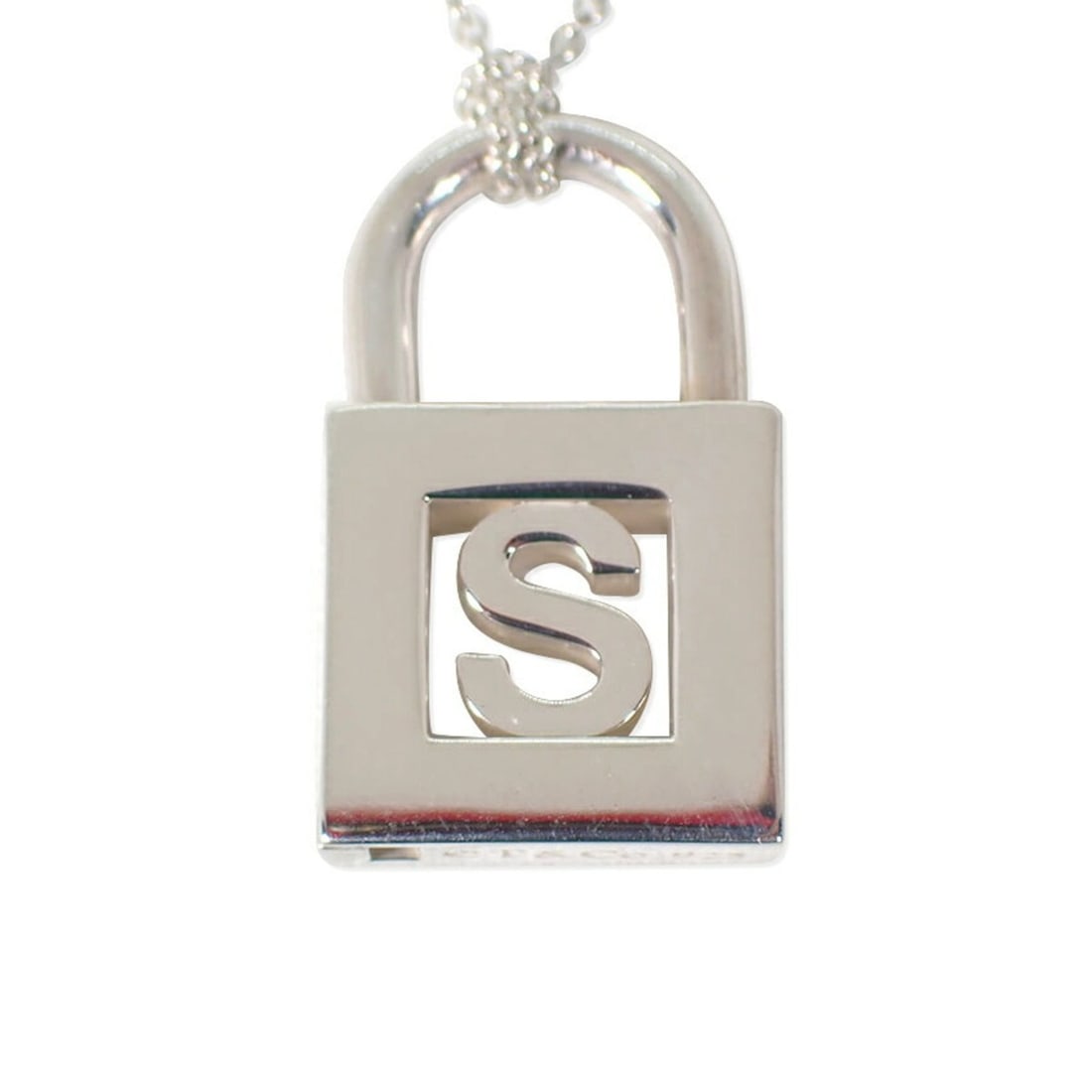 TIFFANY & Co. 925 Sterling Silver Padlock Initial S Charm Pendant: --- Catalog ---Category: SizePendant Size: 22.7mm x 13.5mm / 0.89'' x 0.53''Neck Circumference: 43.5 cm / 17.12''Category: DesignGender: WomenMaterial: Sterling silver 925Pendant Type: PendantNecklace