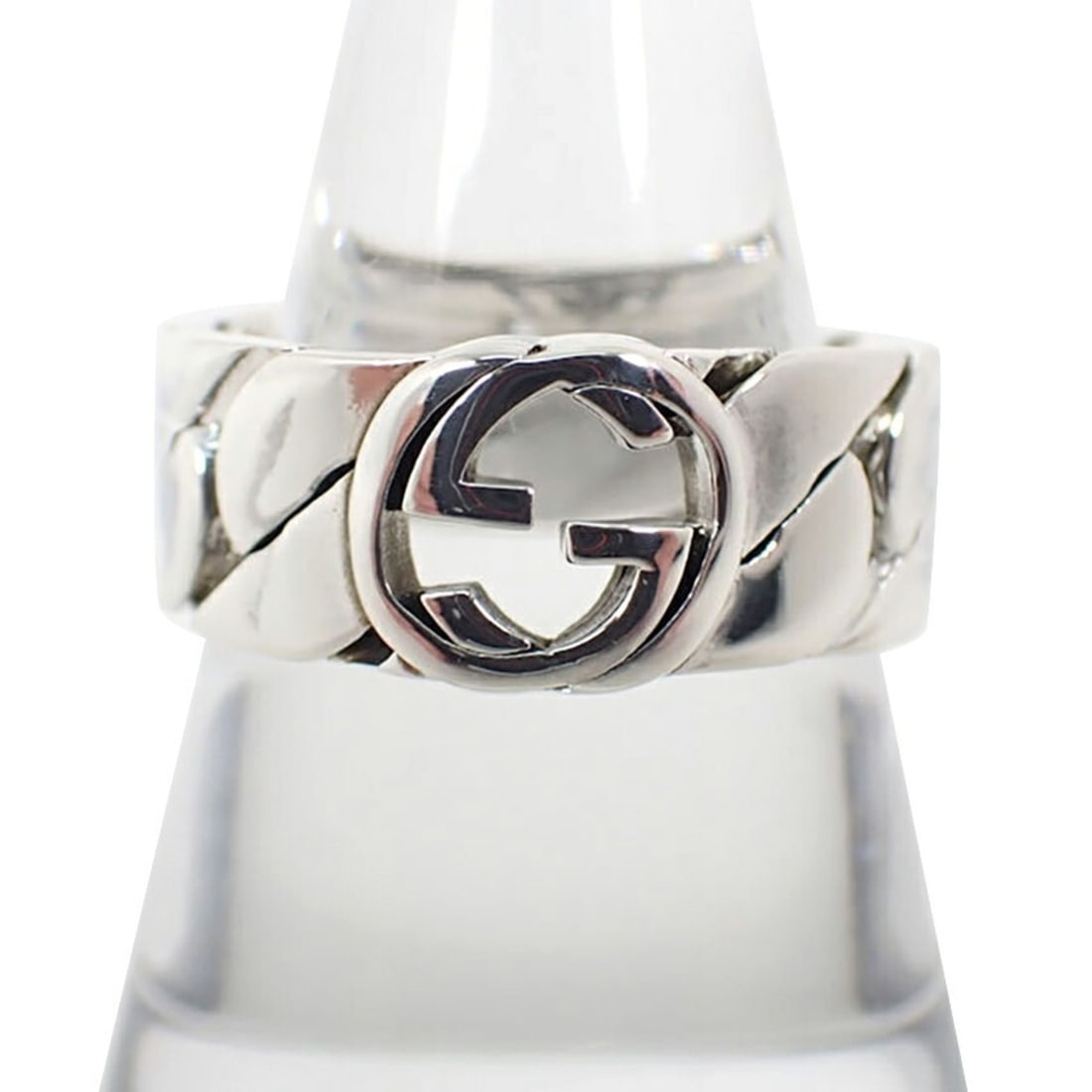 GUCCI 925 Interlocking G Ring, Size 17: --- Catalog ---Category: SizeUS Size: 8.5Brand Size: 57Category: DesignType: Band ringGender: MenMaterial: Sterling silver 925Category: GeneralBrand: Gucci--- Item List ---Section: ConditionRanking: R