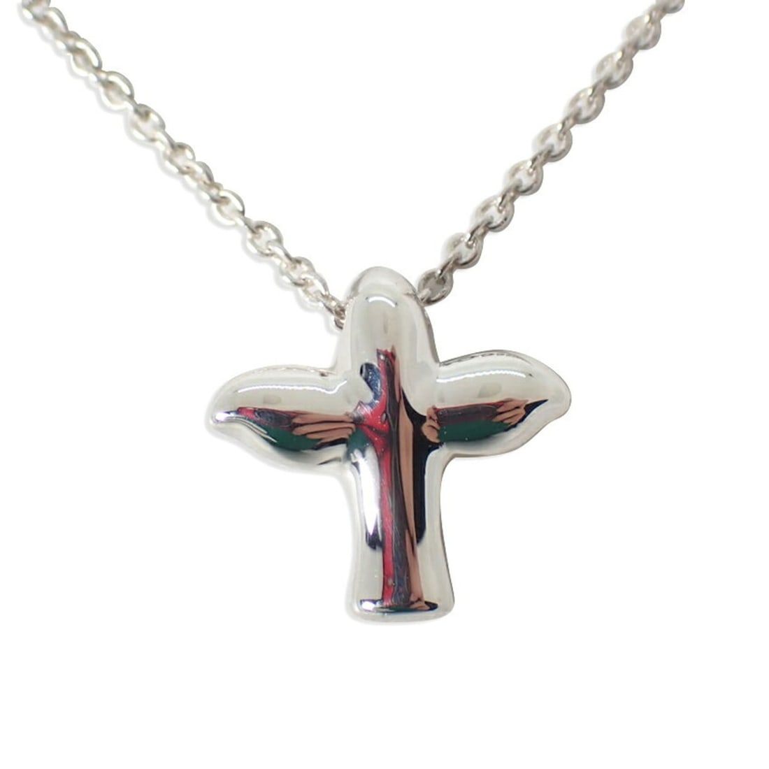 TIFFANY & Co. 925 PERETTI Bird Cross Pendant Necklace: --- Catalog ---Category: SizePendant Size: 11.9mm x 12.3mm / 0.46'' x 0.48''Neck Circumference: 41.5 cm / 16.33''Category: DesignGender: WomenMaterial: Sterling silver 925Necklace Type: Pendant neckla