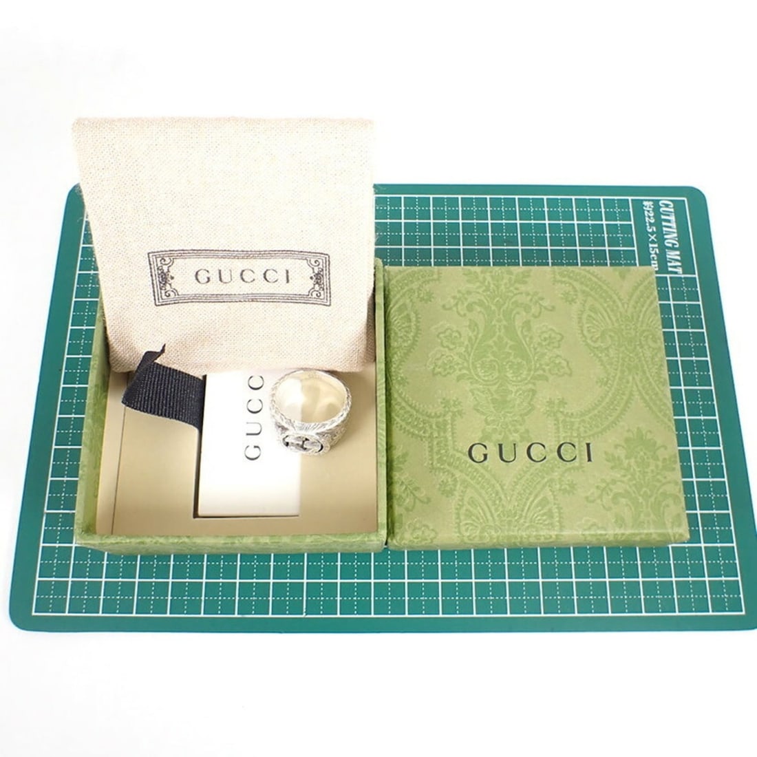 GUCCI 925 Interlocking G Ring, Size 20 - 8