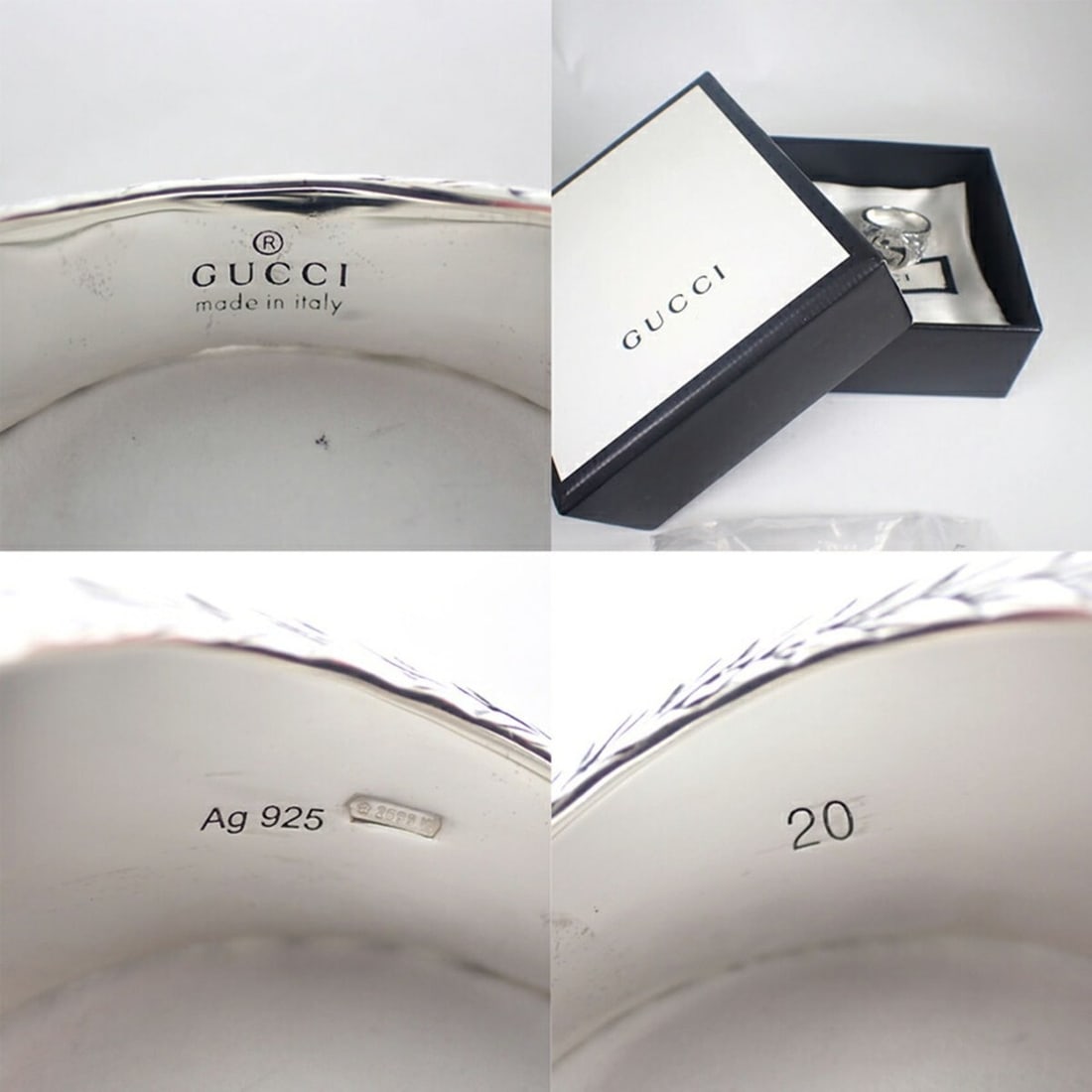 GUCCI 925 Interlocking G Arabesque Ring, Size 20 - 8