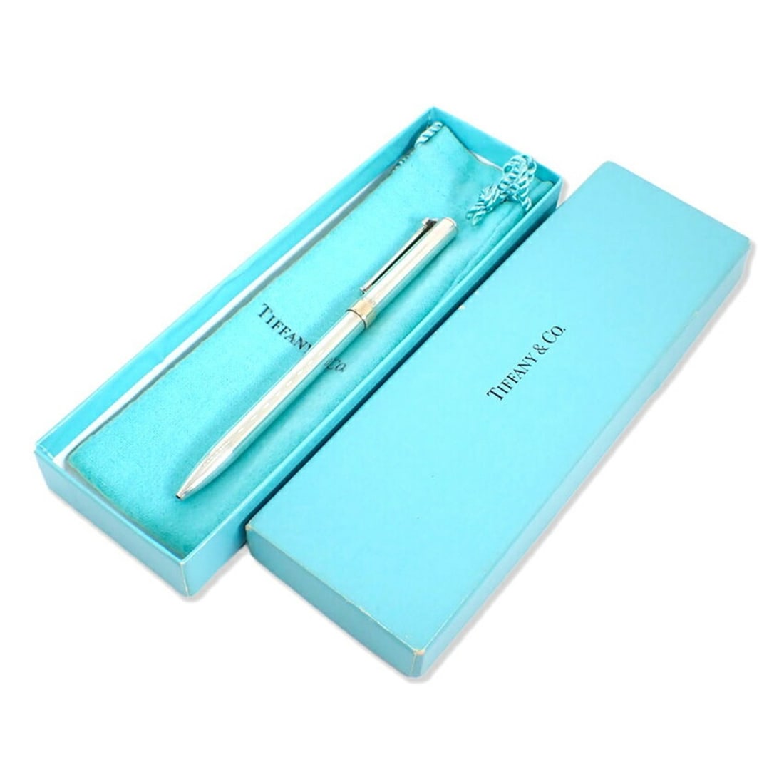 TIFFANY & Co. 925 T-Clip Ballpoint Pen: --- Catalog ---Category: DesignType: Rollerball penGender: Men,WomenCategory: GeneralBrand: TiffanyCategory: Physical PropertiesLength: 12.7cm / 5''Thickness: 9mm / 0.35''--- Item List ---Section: Con