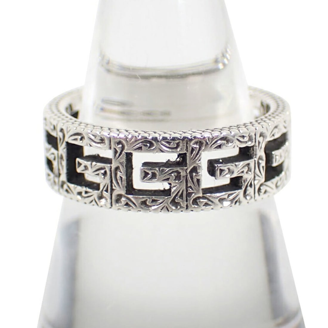 GUCCI 925 Arabesque Square G Ring, Size 14: --- Catalog ---Category: SizeUS Size: 7Brand Size: 54Category: DesignType: Band ringGender: WomenMaterial: Sterling silver 925Category: GeneralBrand: Gucci--- Item List ---Section: ConditionRanking: R