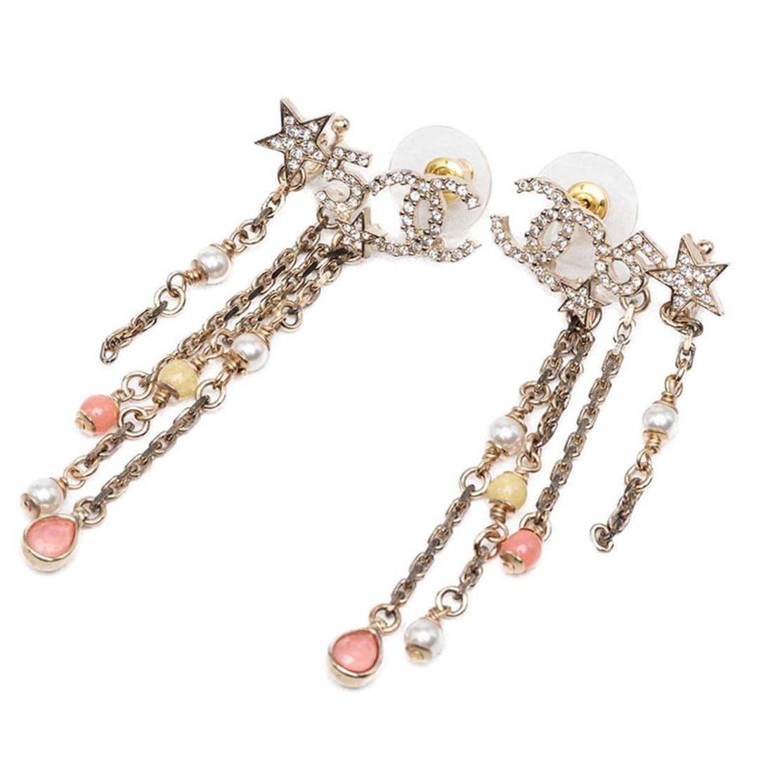Chanel Coco Mark Star Motif Stud Earrings, Swing, Gold Plated Rhinestone, Women's CHANEL: --- Catalog ---Category: SizeSize (HxWxD): 69.70mm x 14.00mm / 2.74'' x 0.55''Category: DesignType: Stud earringsColor: GoldGender: WomenMaterial: RhinestoneCategory: GeneralBrand: Chanel--- Item List