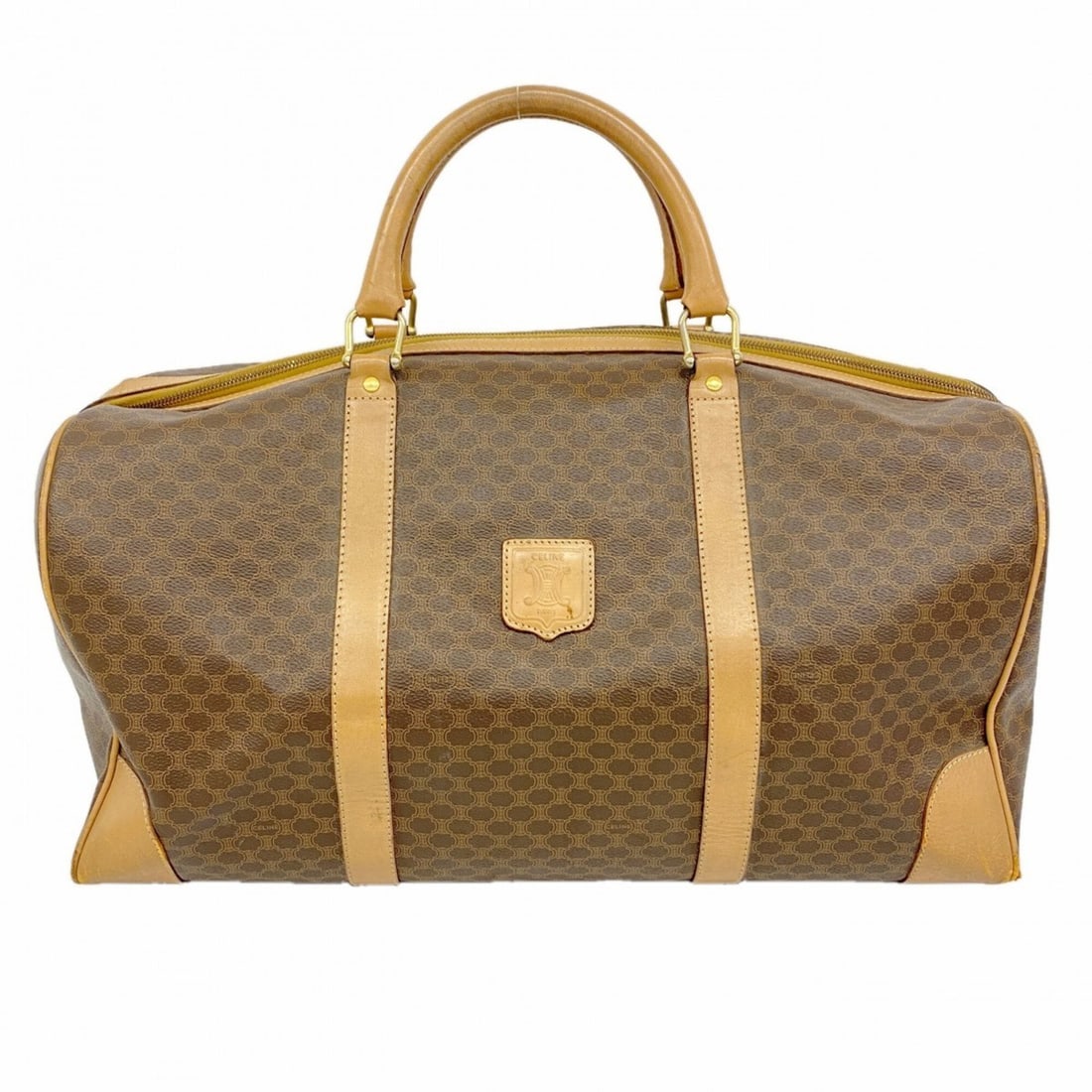 Celine bag, Boston Macadam pattern, brown, for men and women.: --- Catalog ---Category: SizeSize (HxWxD): 26cm x 49.5cm x 23cm / 10.23'' x 19.48'' x 9.05''Category: DesignType: Boston bagColor: BrownGender: Men,WomenMaterial: PVC Hardware Color: GoldCategory: Gen