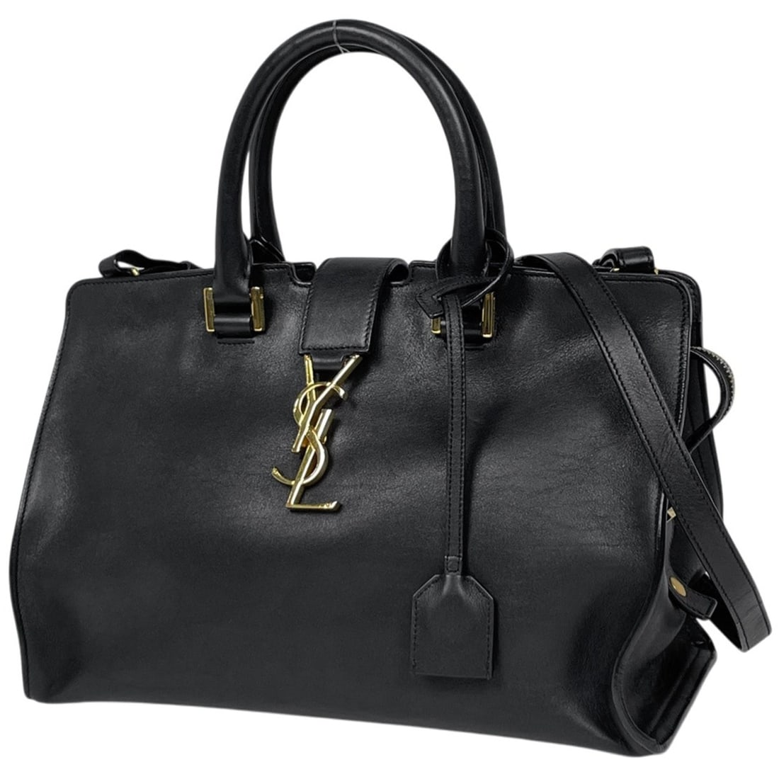 Saint Laurent Cabas Small 2-Way Leather Handbag, Black, 394461, Women's: --- Catalog ---Category: SizeSize (HxWxD): 21cm x 29.5cm x 14cm / 8.26'' x 11.61'' x 5.51''Category: DesignType: HandbagColor: BlackGender: WomenMaterial: Leather Category: GeneralBrand: Saint Laurent