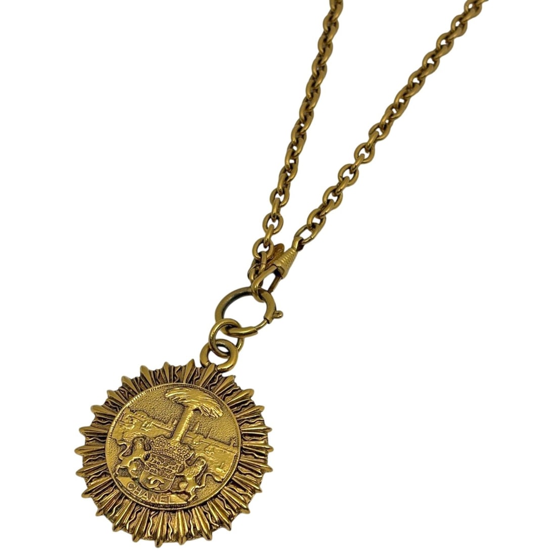 Chanel Coco Mark Chain Necklace, Long, Coin Motif, GP Gold, Women's: --- Catalog ---Category: SizePendant Size: 5mm x 6mm / 0.19'' x 0.23''Neck Circumference: 81 cm / 31.88''Category: DesignColor: GoldGender: WomenMaterial: Gold platingNecklace Type: NecklaceCategory: 