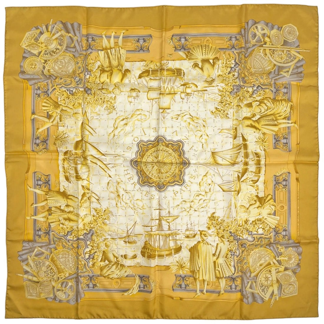 Hermes HERMES Carre 90 AZVLEJOS Noble Ship - A noble ship reminiscent of the Age Discovery Silk (1 of 9)