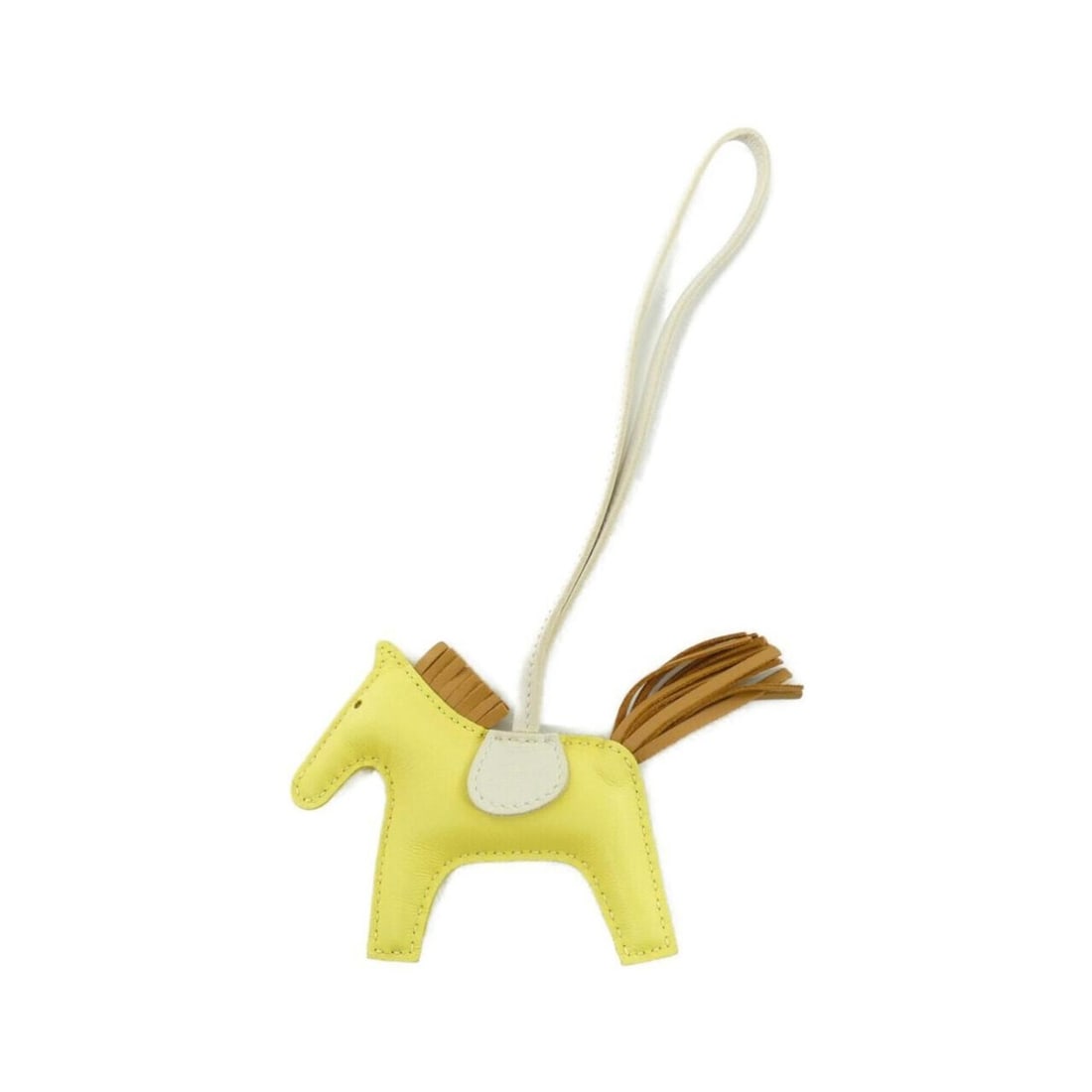 Hermes Rodeo Accessory Bag Charm PM 064929CA: --- Catalog ---Category: SizeChain Length: 360.00mm / 14.17''Size (HxWxD): 75.00mm x 85.00mm / 2.95'' x 3.35''Category: DesignType: Handbag charmColor: Lime, YellowGender: Women,MenMaterial: Agneau Mi