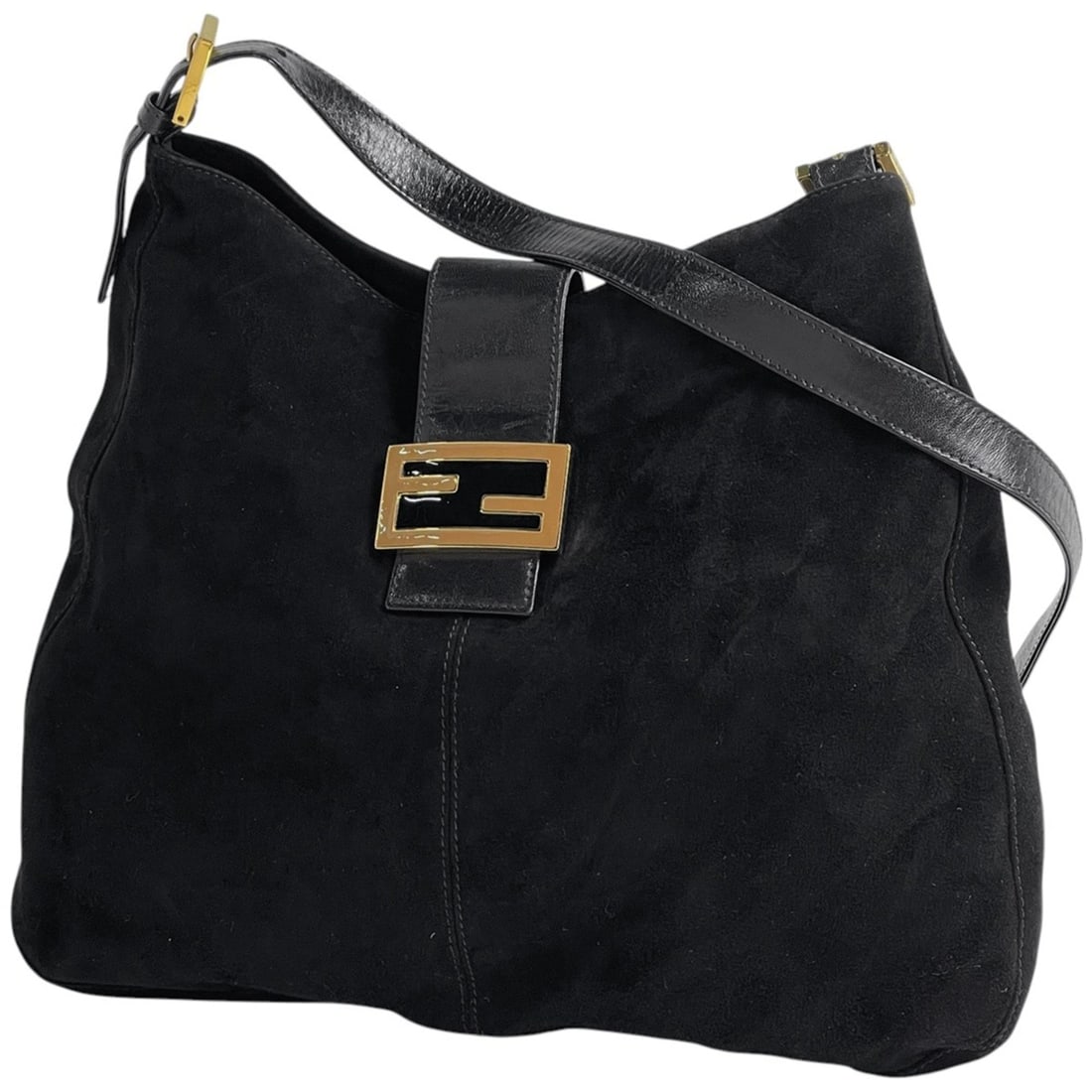 Fendi Zucca Logo Shoulder Bag, Suede, Black, 26327, Women's: --- Catalog ---Category: SizeSize (HxWxD): 26cm x 32cm x 9cm / 10.23'' x 12.59'' x 3.54''Category: DesignType: Shoulder bagColor: BlackGender: WomenMaterial: Suede , Leather Category: GeneralBrand: Fe