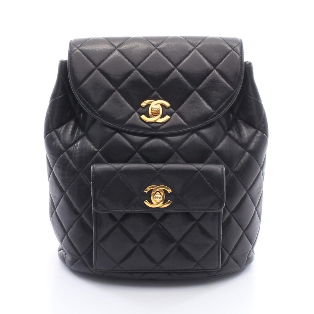 Chanel Matelassé Turnlock Chain Backpack/Handbag, Lambskin Leather, Women's, Black: --- Catalog ---Category: SizeSize (HxWxD): 24cm x 21cm x 9.5cm / 9.44'' x 8.26'' x 3.74''Category: DesignType: Backpack, HandbagColor: BlackGender: WomenMaterial: Leather Hardware Color: GoldLeather/F
