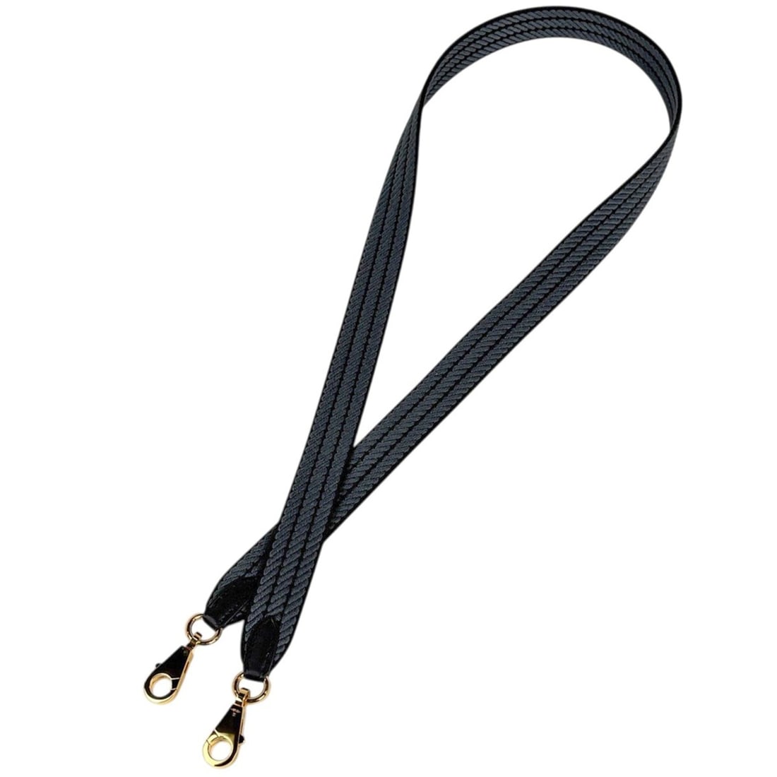 Hermes Bandoulière Sangle Cordage Shoulder Strap Canvas Black Gray Women's (1 of 8)